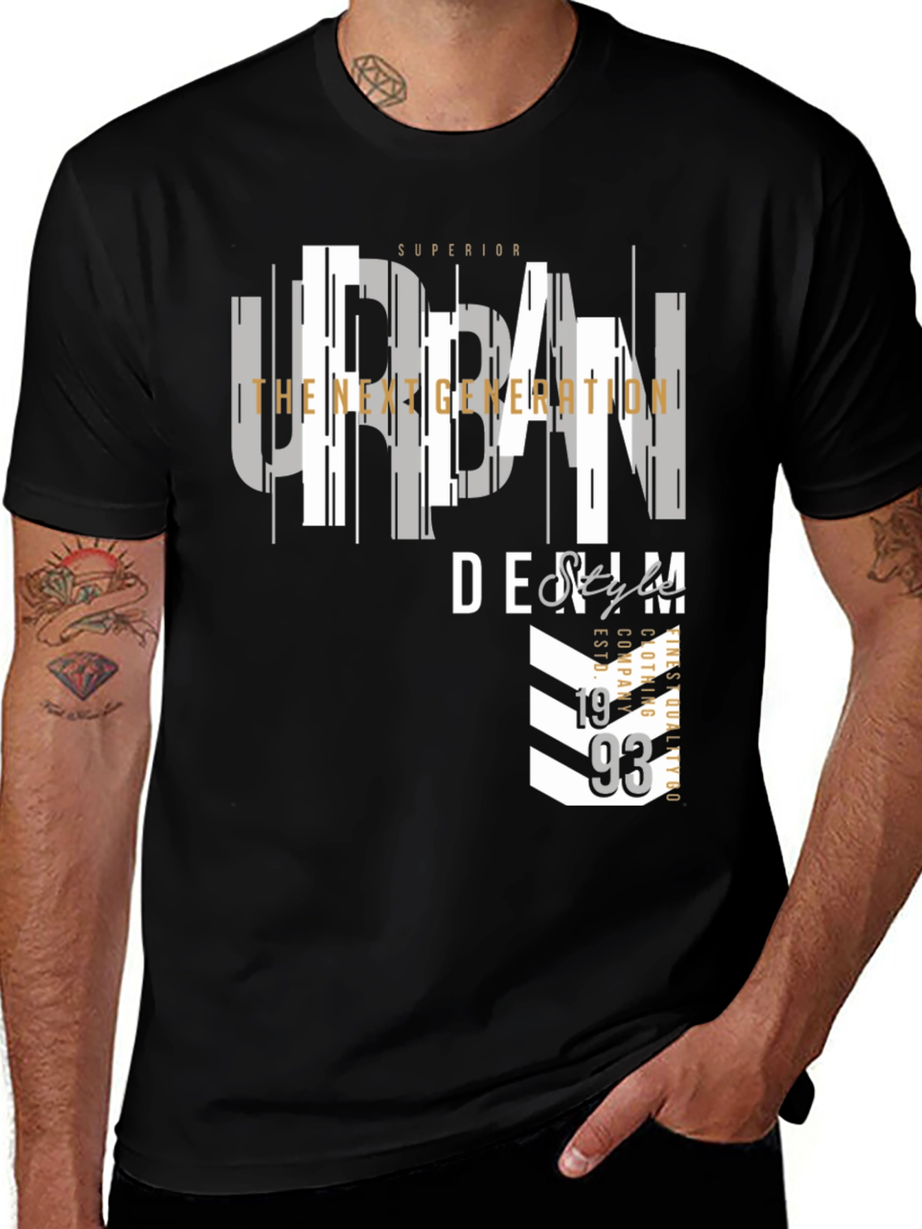 Urban Denim Graphic Print T-Shirt