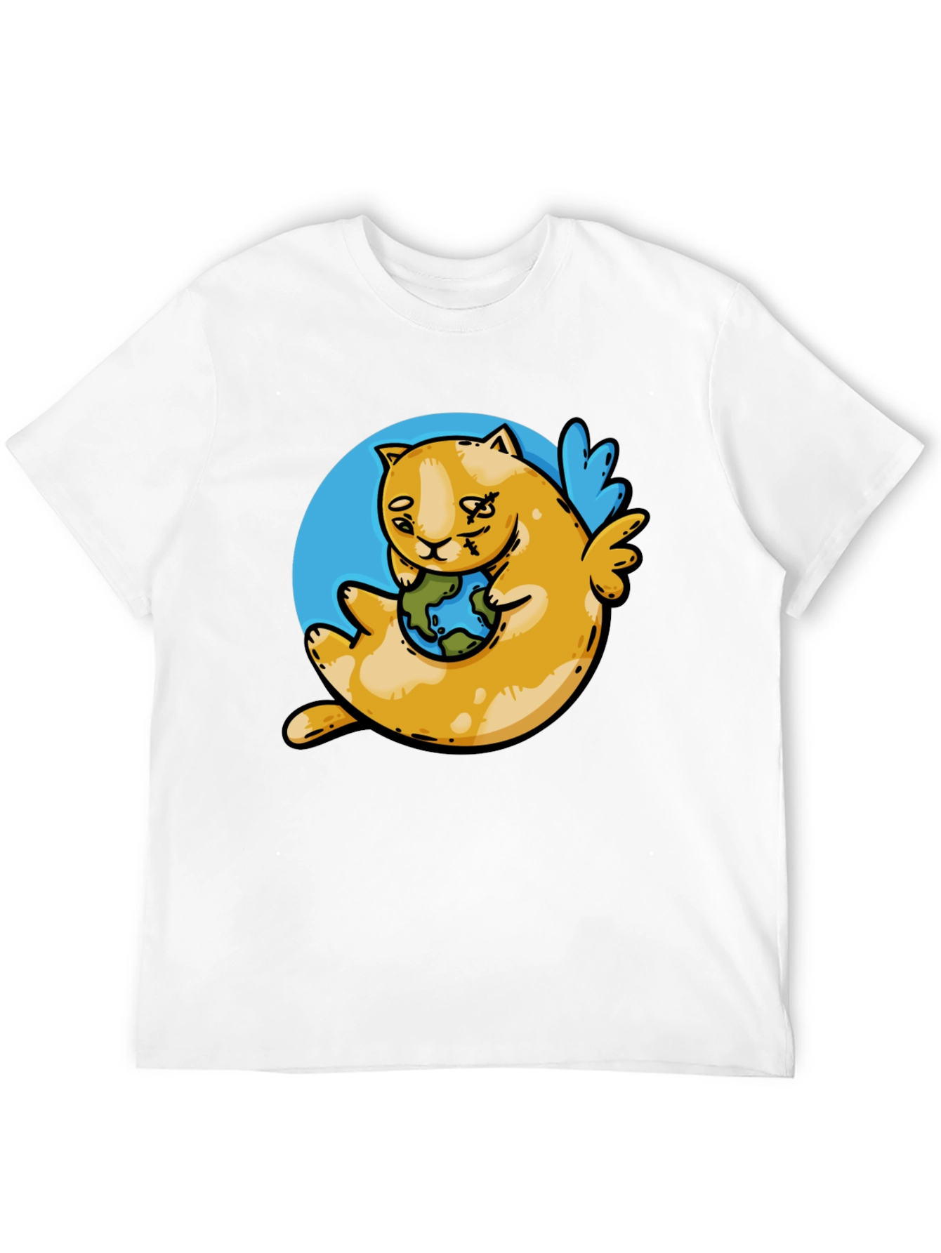 Cute Cat Holding Earth T-Shirt