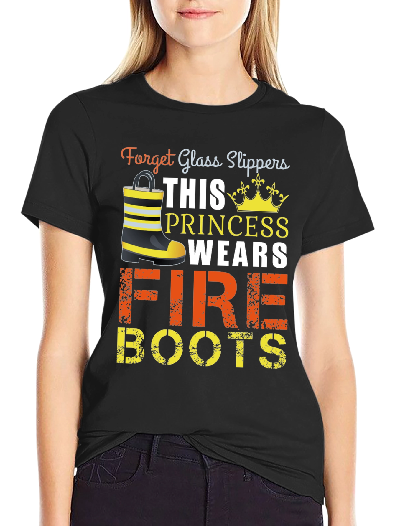 Firefighter Princess T-Shirt Fire Boots