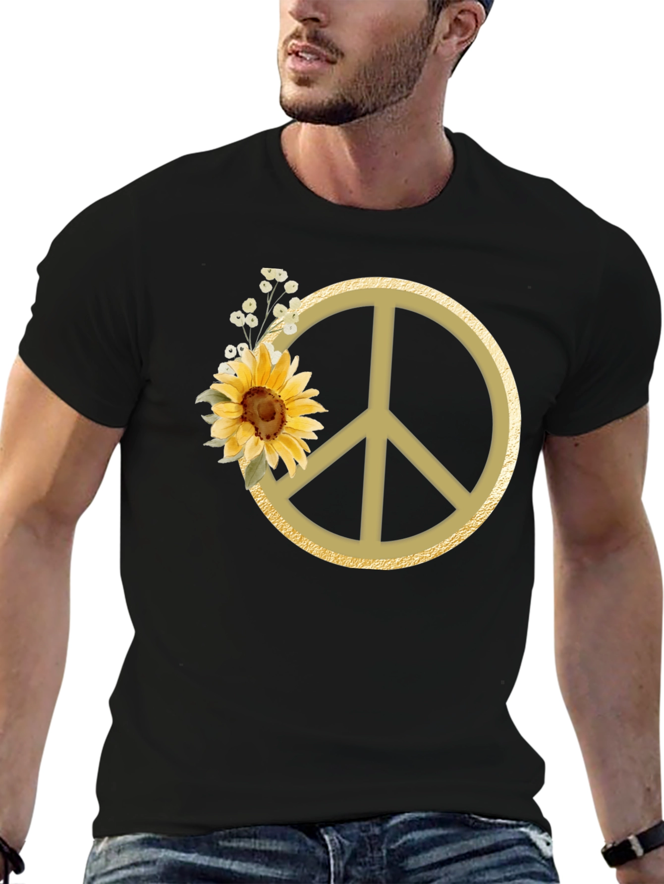 Sunflower Peace Sign Graphic Tee