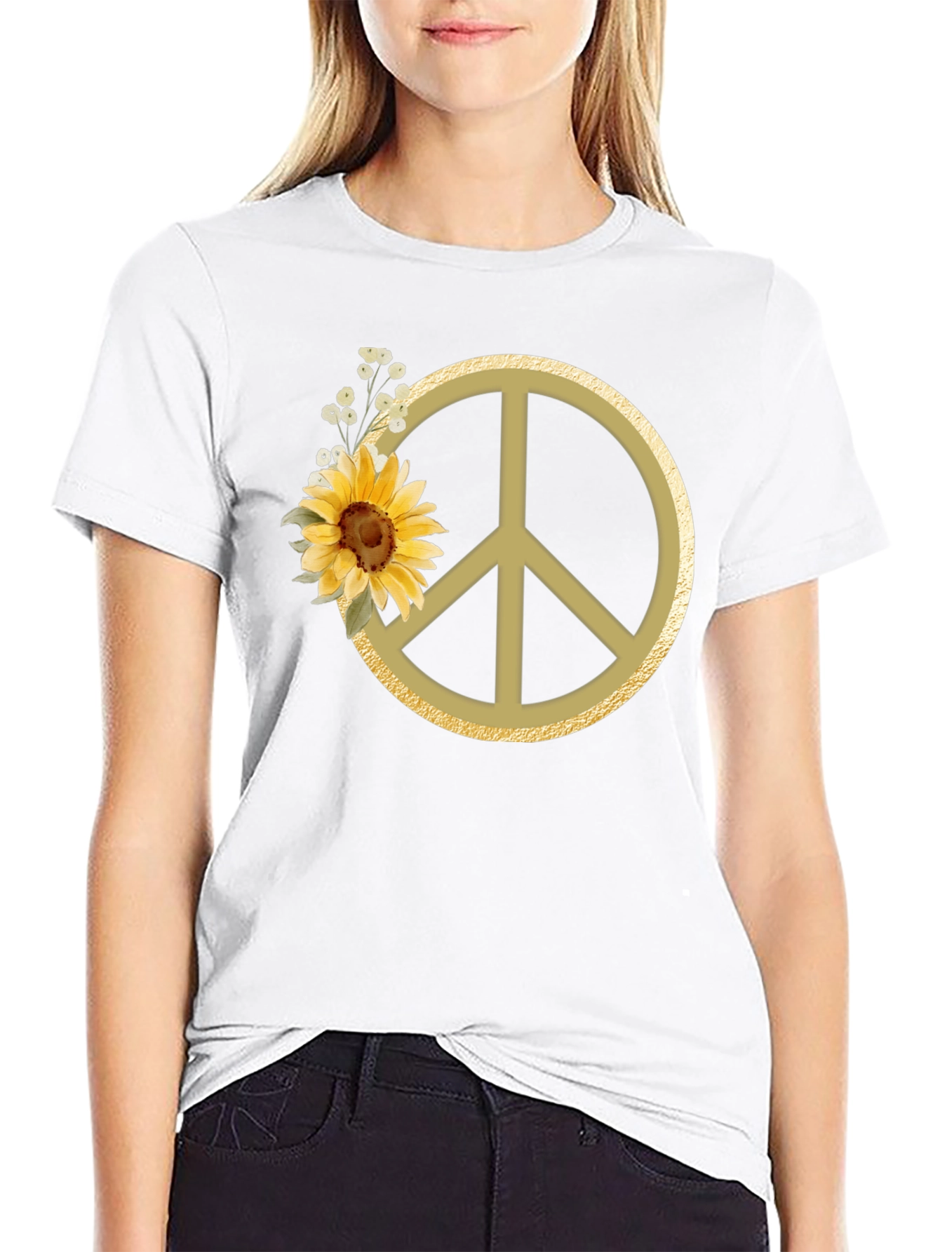 Sunflower Peace Sign Graphic Tee