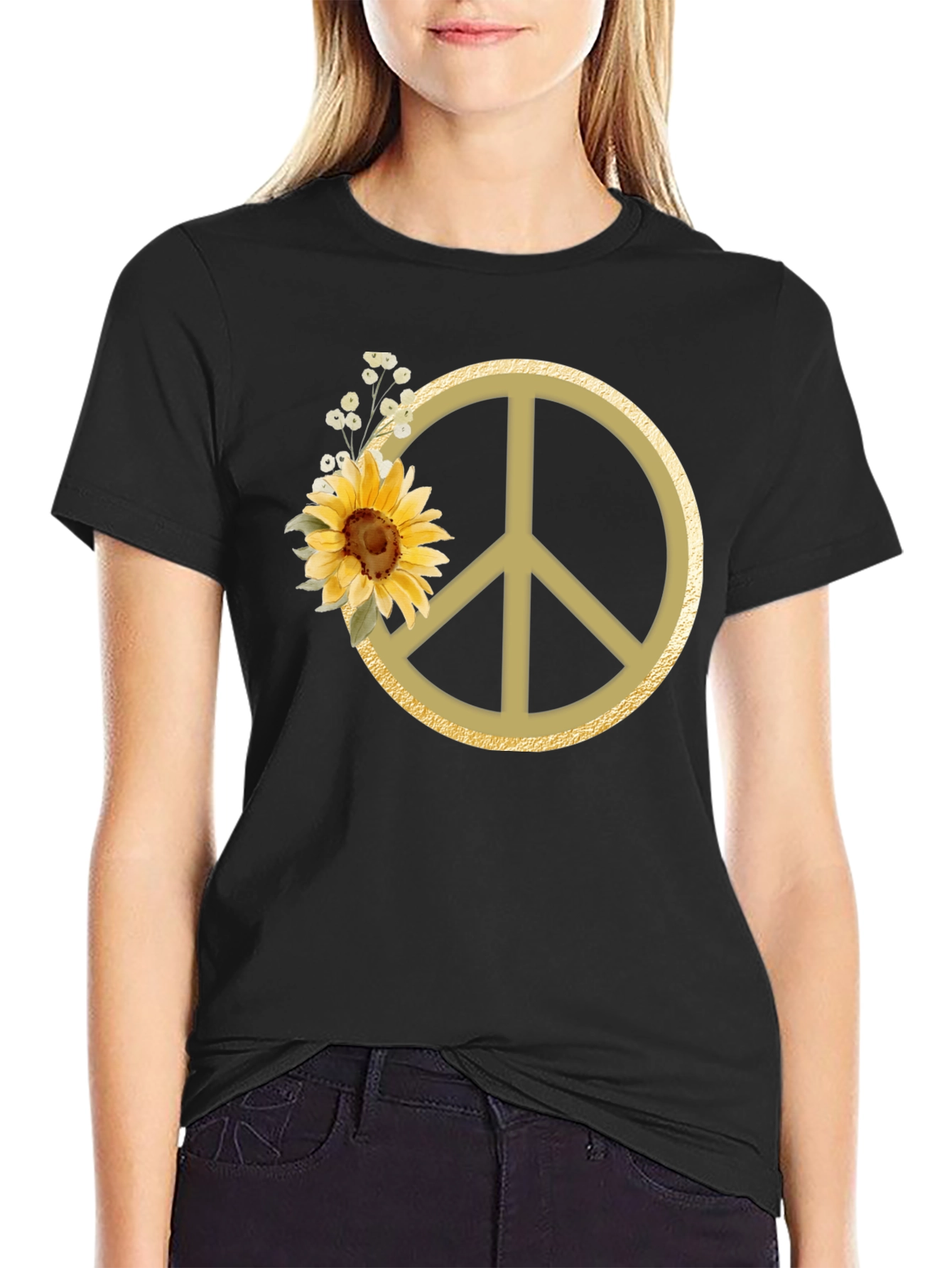 Sunflower Peace Sign Graphic Tee
