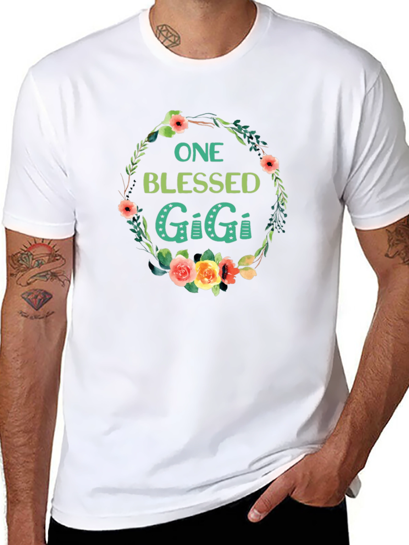 Blessed Gigi Floral Wreath Graphic Tee