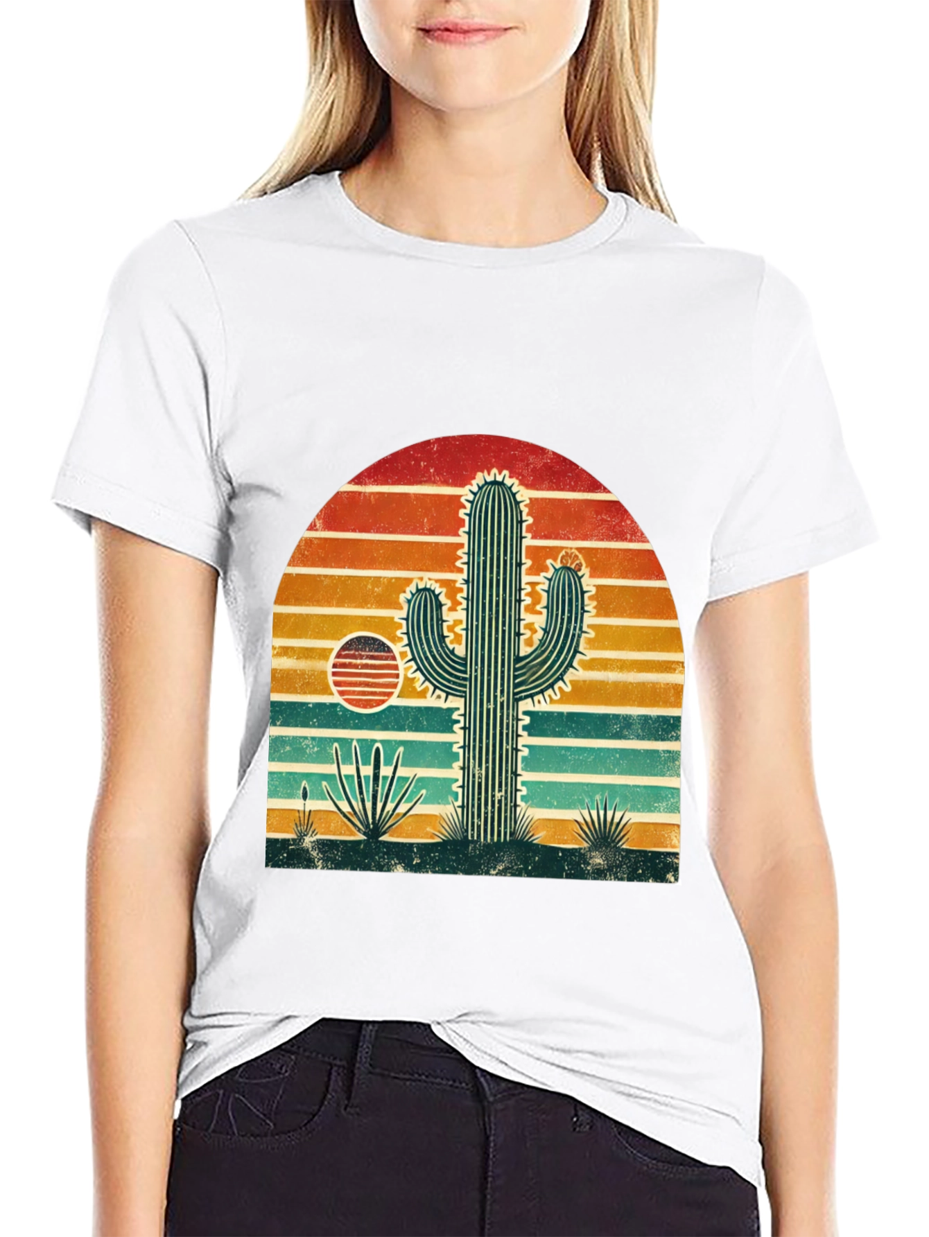 Retro Cactus Desert Sunset T-Shirt