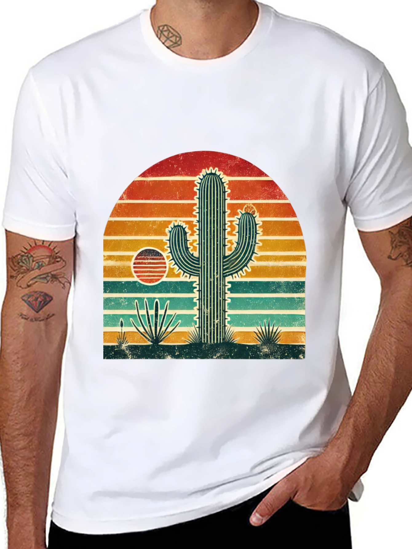 Retro Cactus Desert Sunset T-Shirt