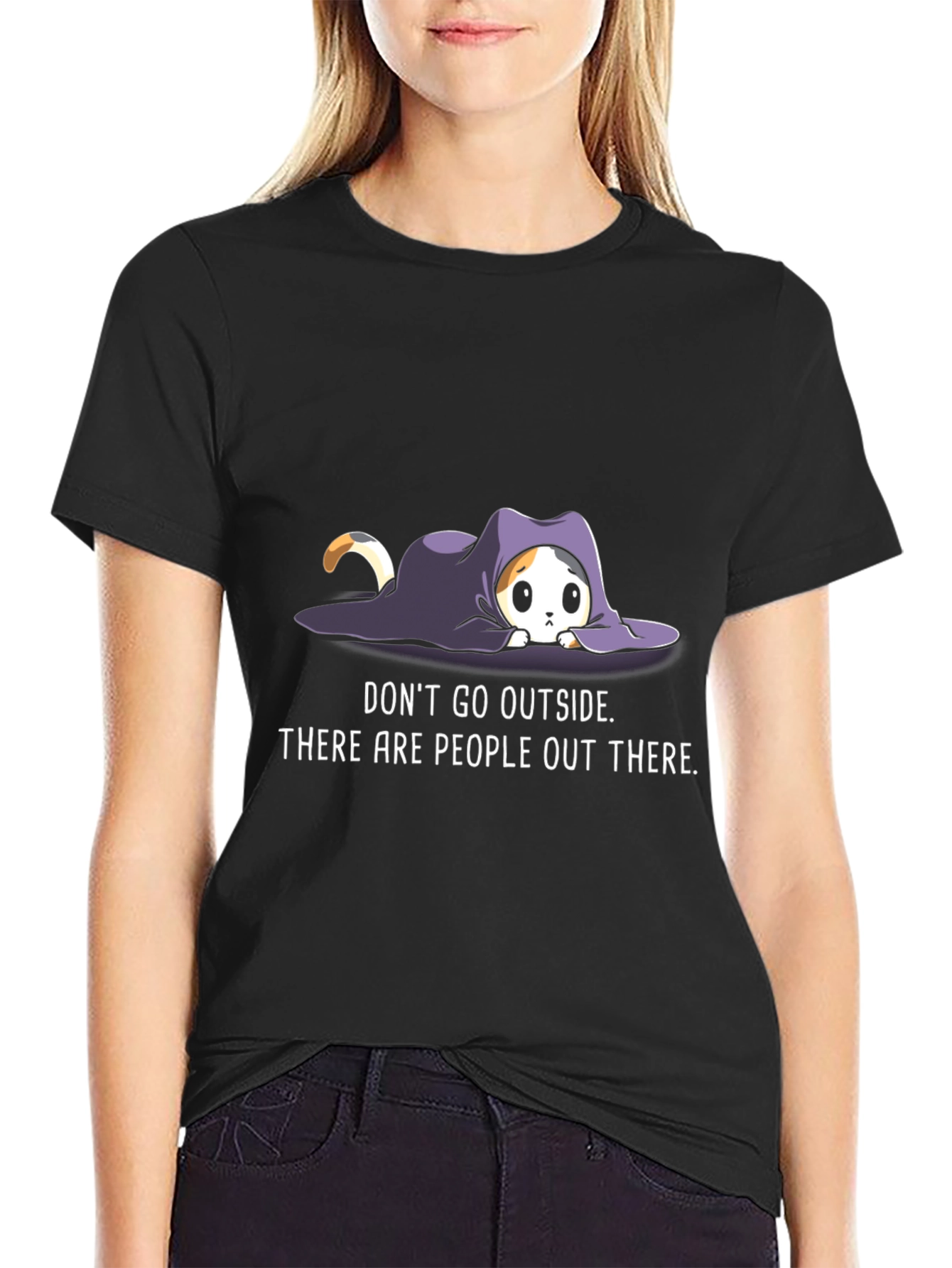 Introvert Cat Graphic Tee - Stay Home Comfort