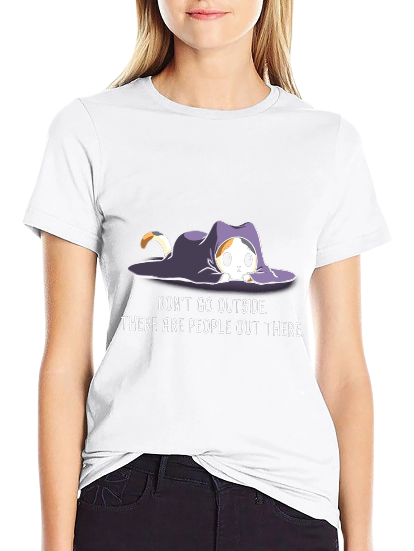 Introvert Cat Graphic Tee - Stay Home Comfort