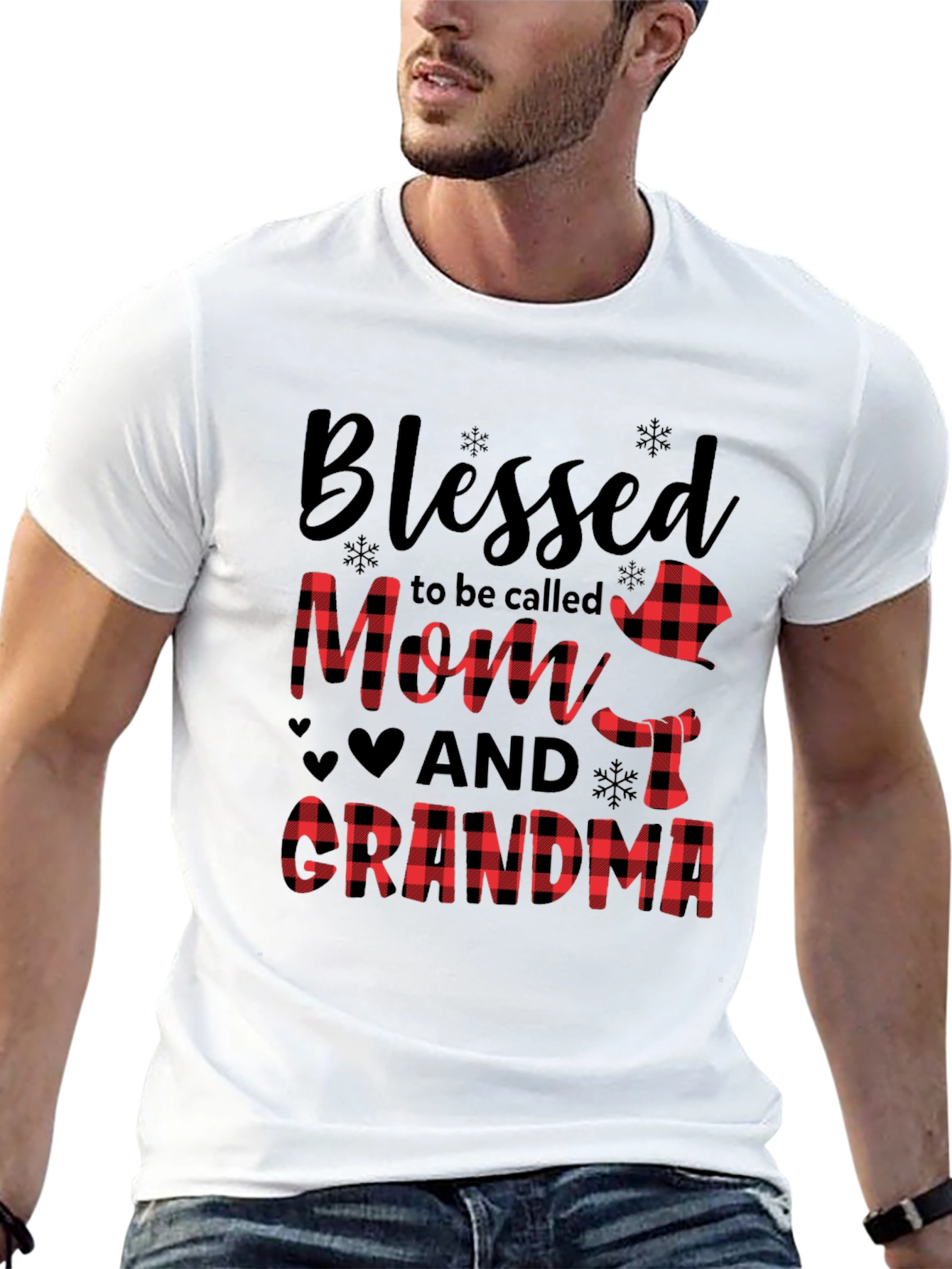Blessed Mom and Grandma Plaid Graphic Tee