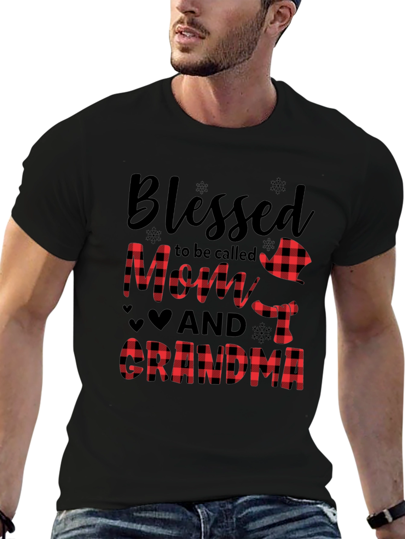 Blessed Mom and Grandma Plaid Graphic Tee
