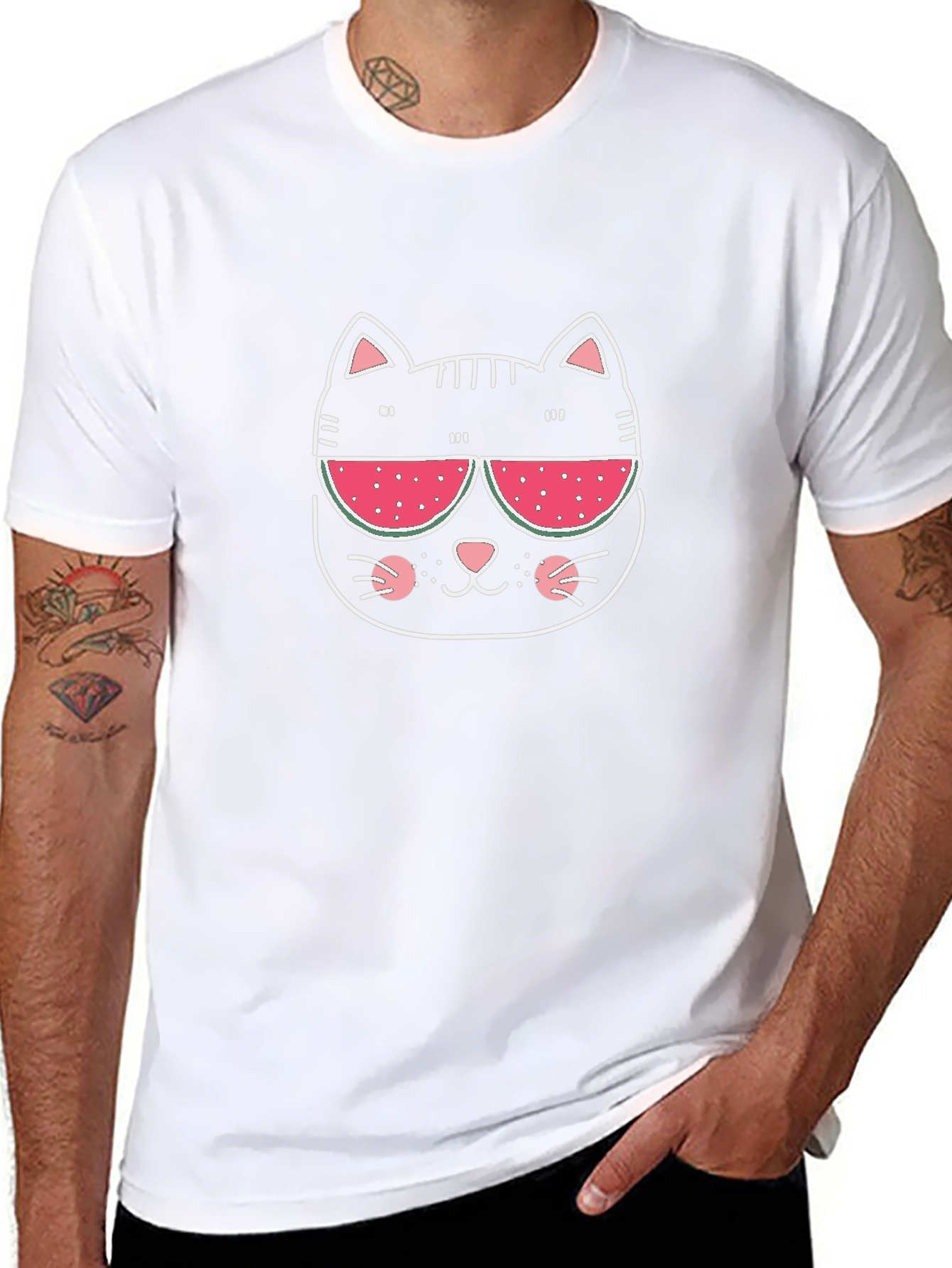 Cool Cat Watermelon Sunglasses Graphic Tee