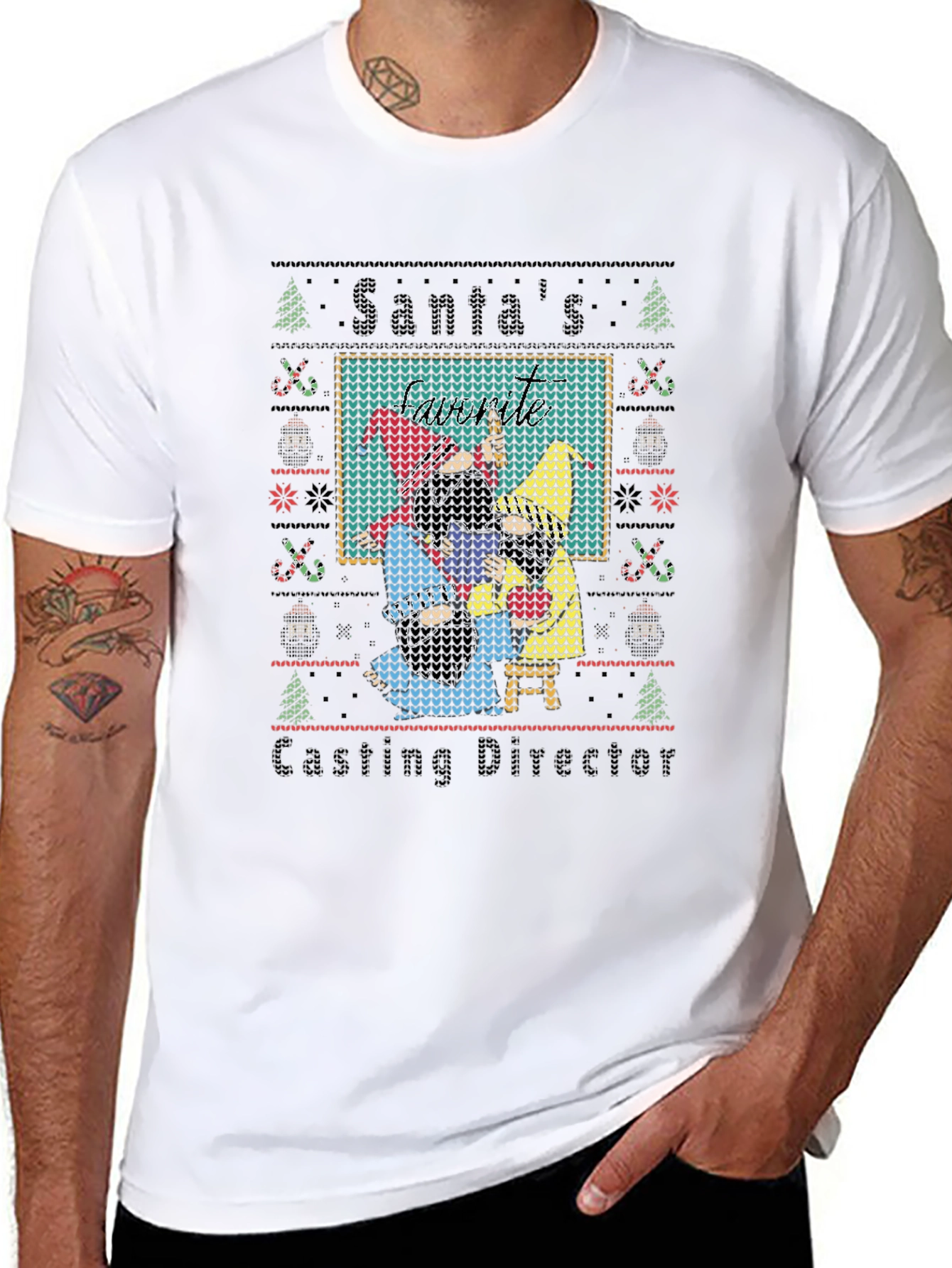 Santas Casting Director T-Shirt Ugly Xmas Sweater Style