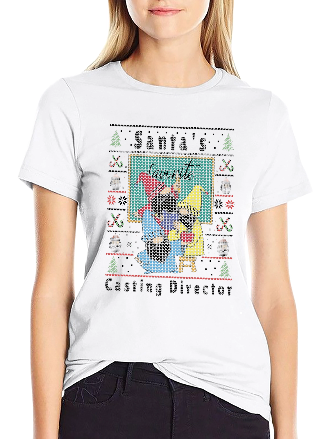 Santas Casting Director T-Shirt Ugly Xmas Sweater Style