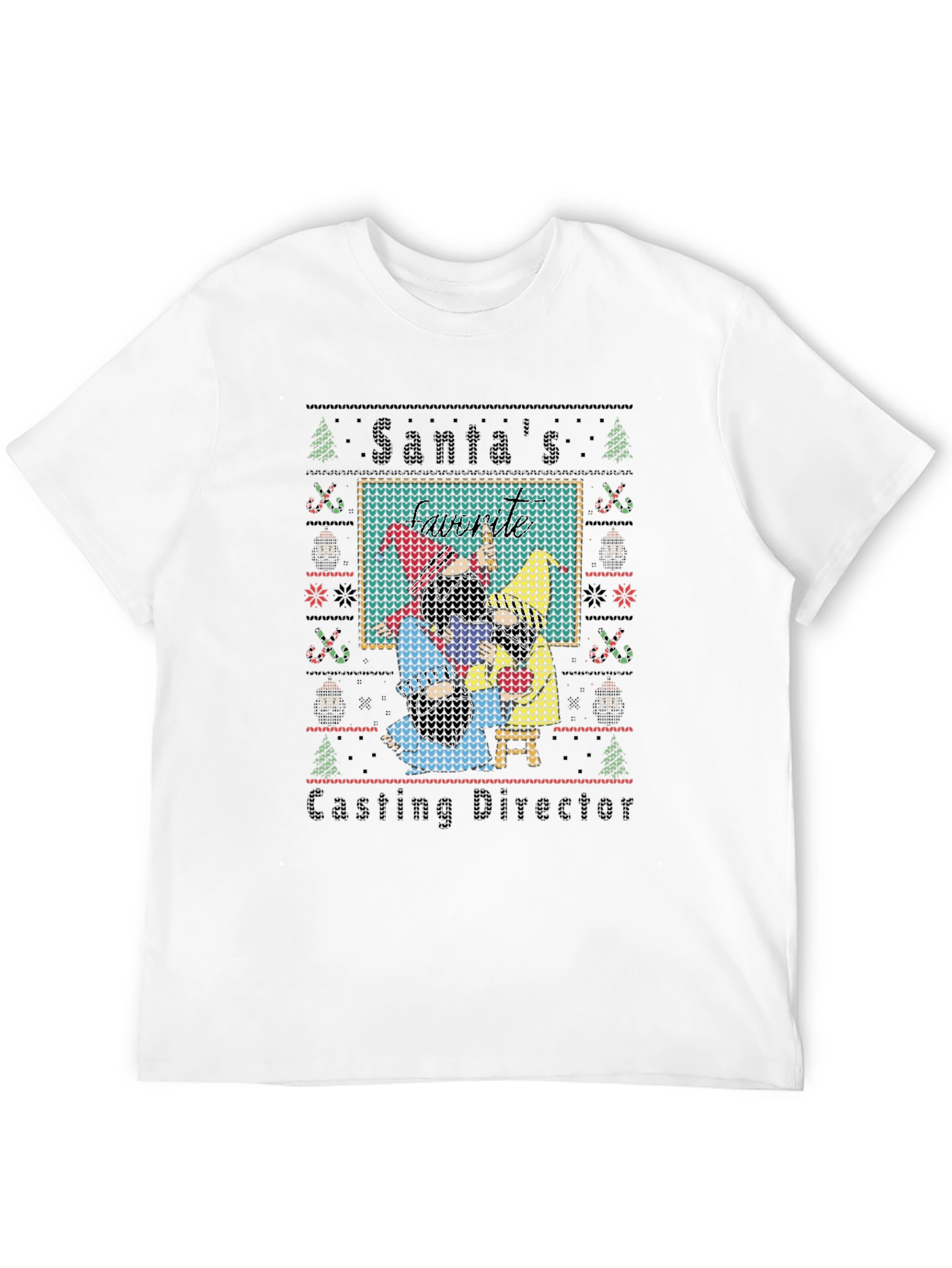 Santas Casting Director T-Shirt Ugly Xmas Sweater Style