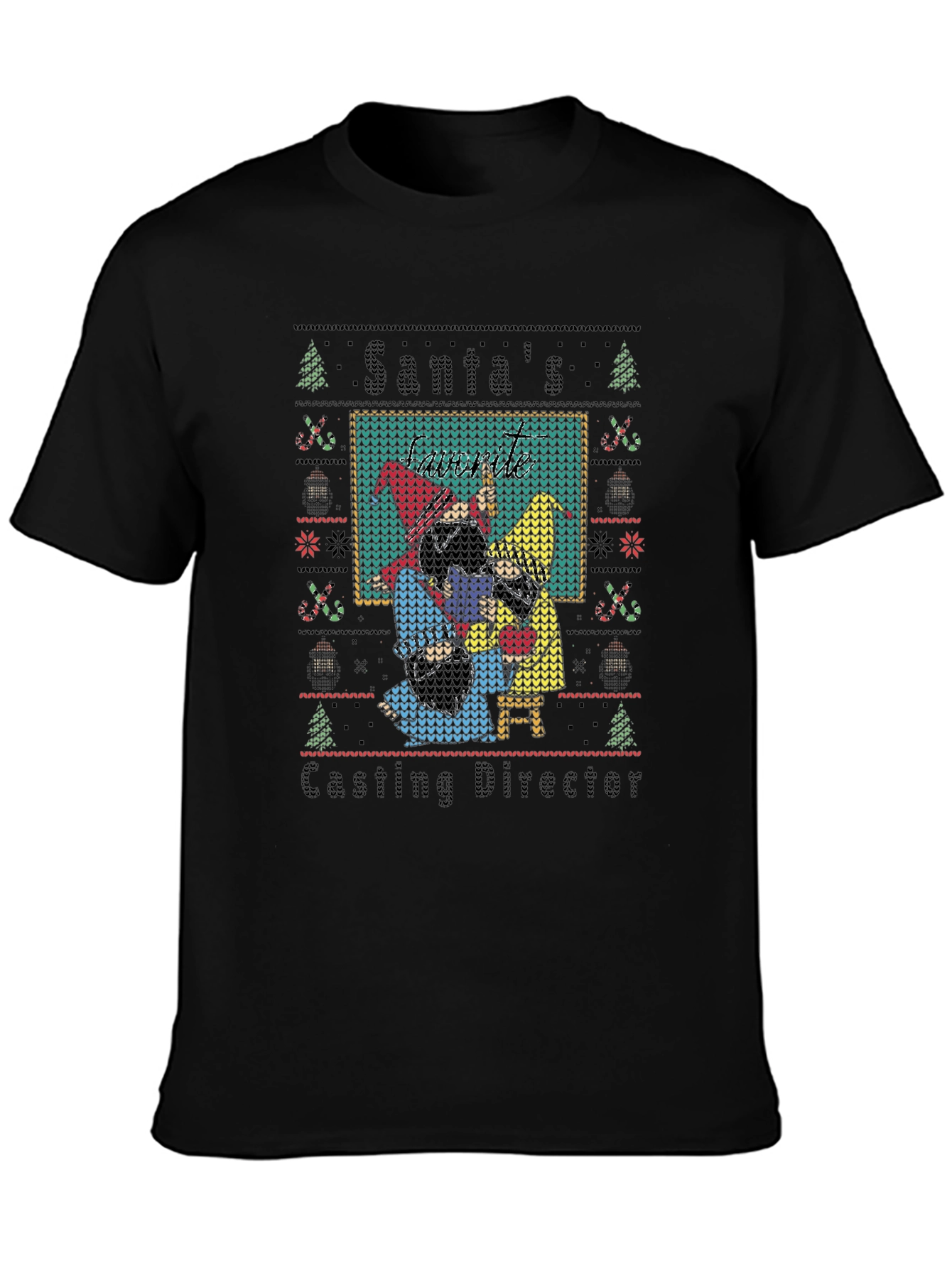 Santas Casting Director T-Shirt Ugly Xmas Sweater Style