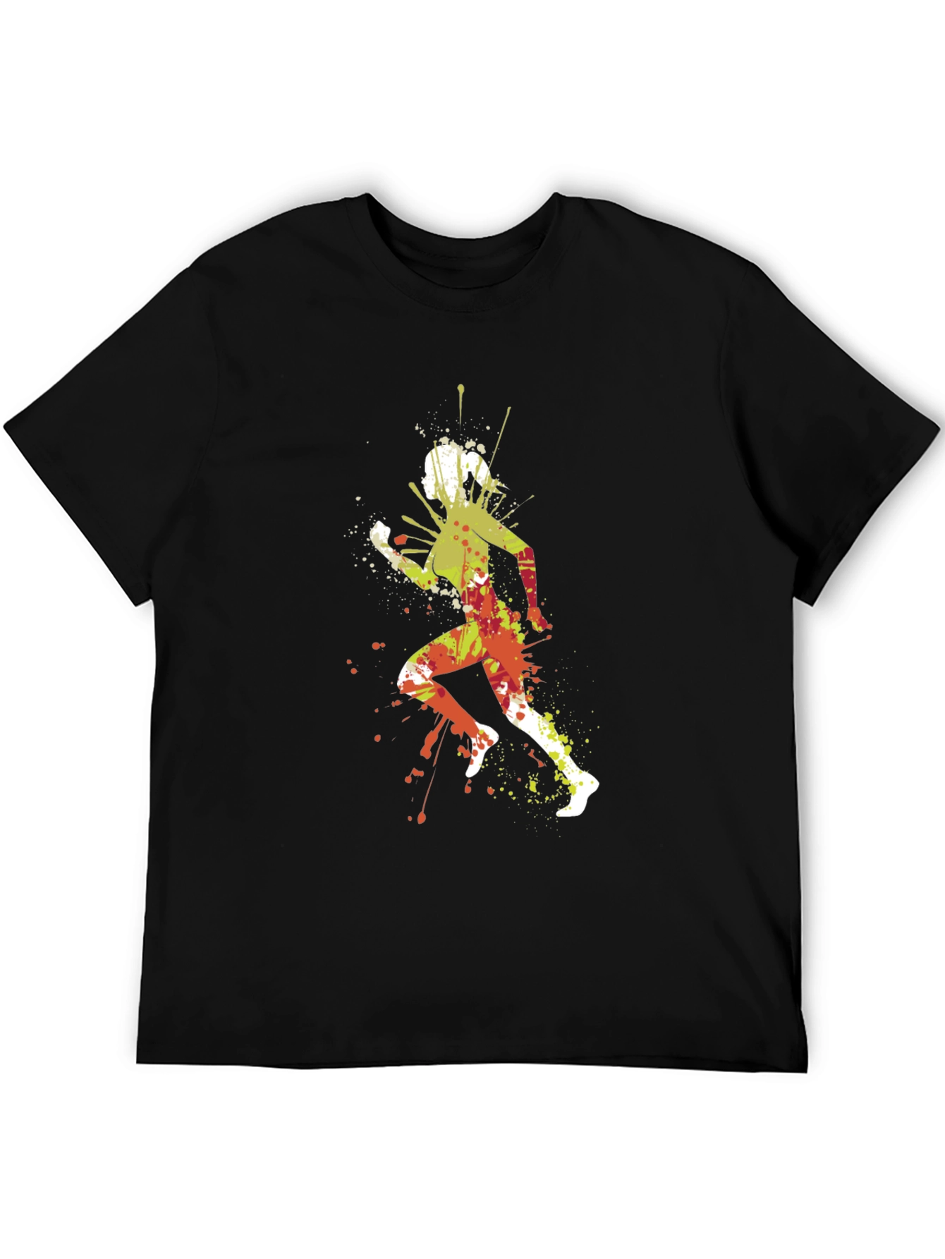 Runner Paint Splatter Graphic Tee - Black Cotton Shirt