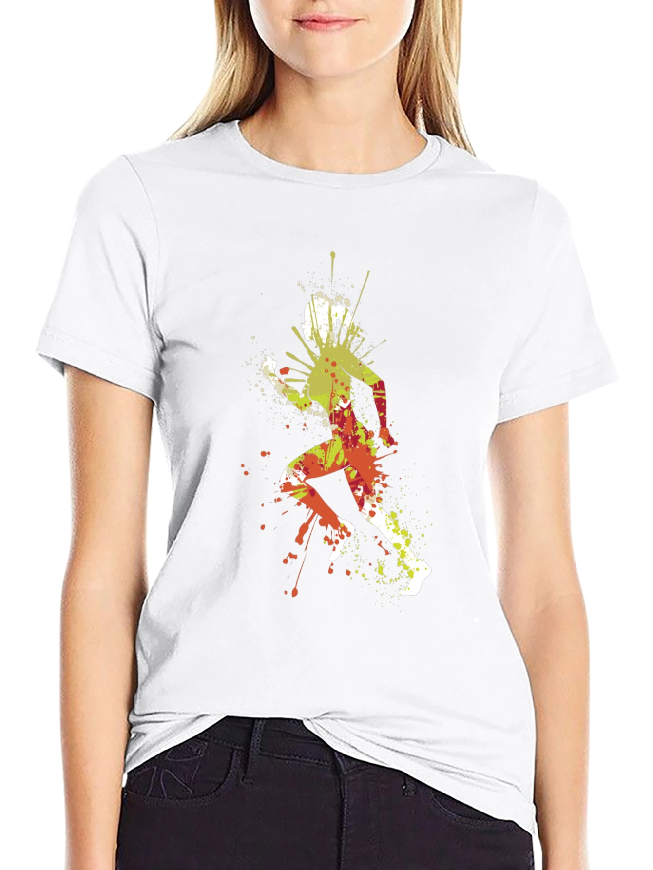 Runner Paint Splatter Graphic Tee - Black Cotton Shirt