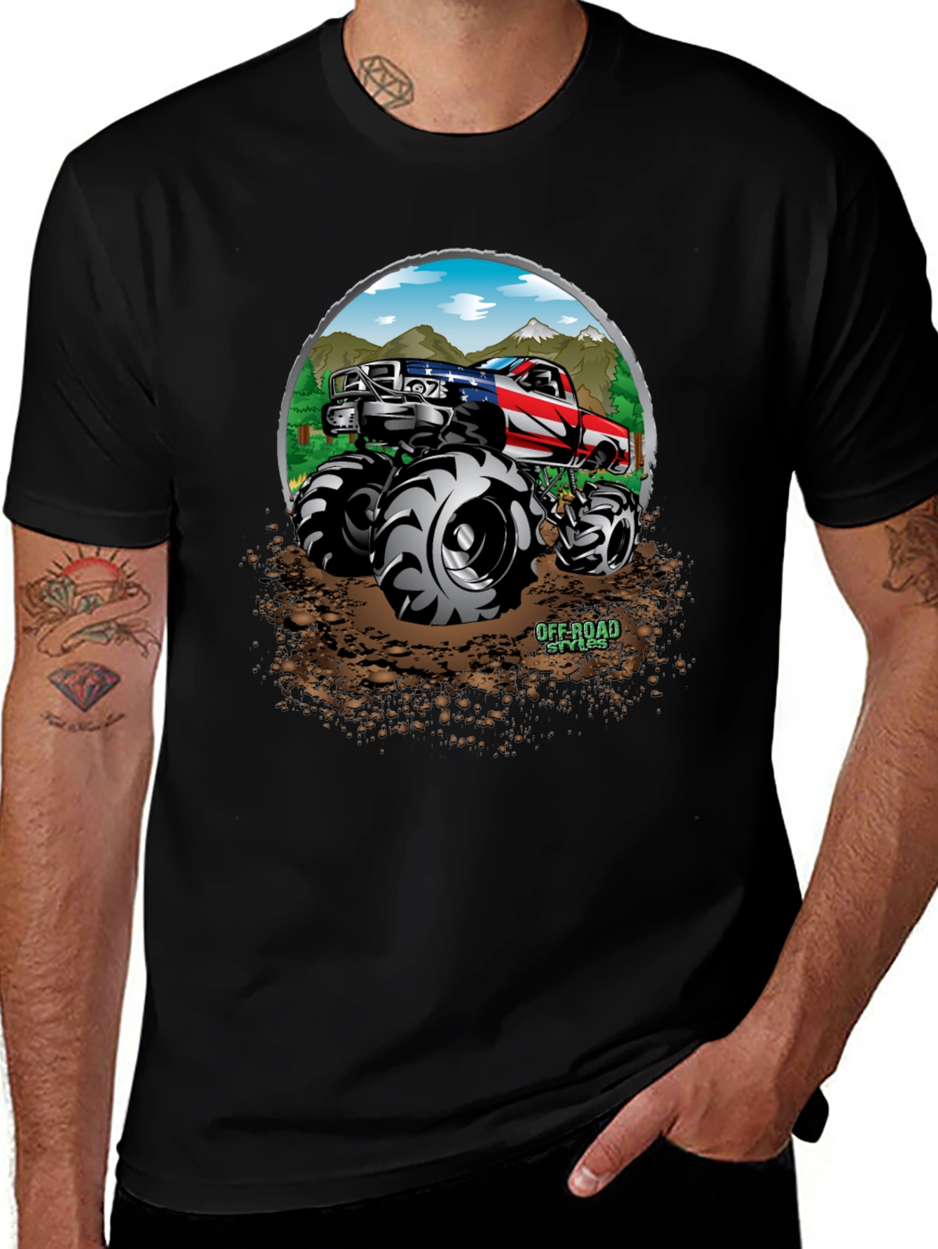 Off-Road Truck Graphic Tee - Patriotic Monster Truck Design