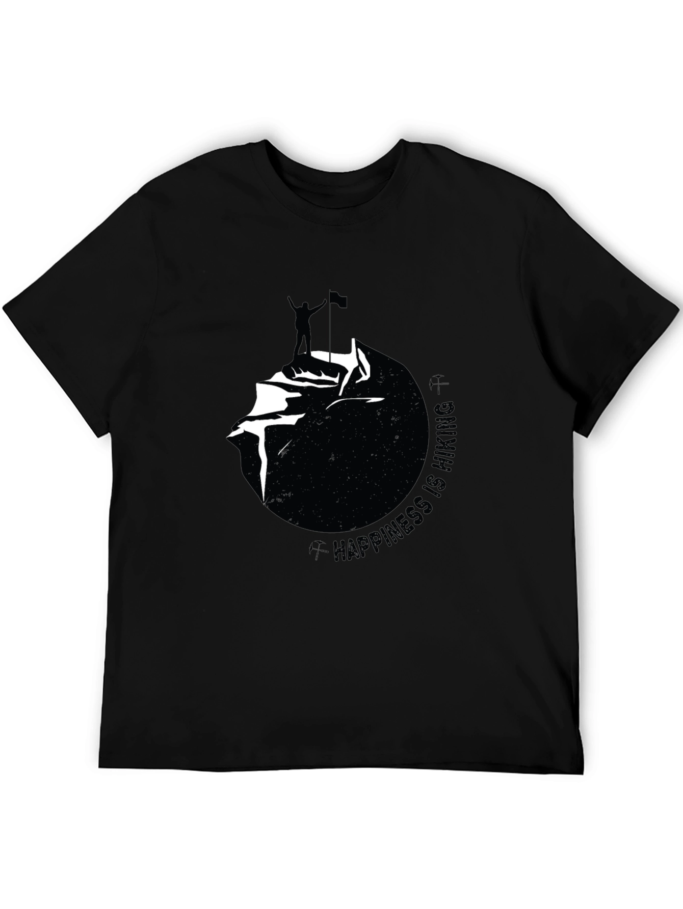 Happiness Is Hiking Black Graphic Tee
