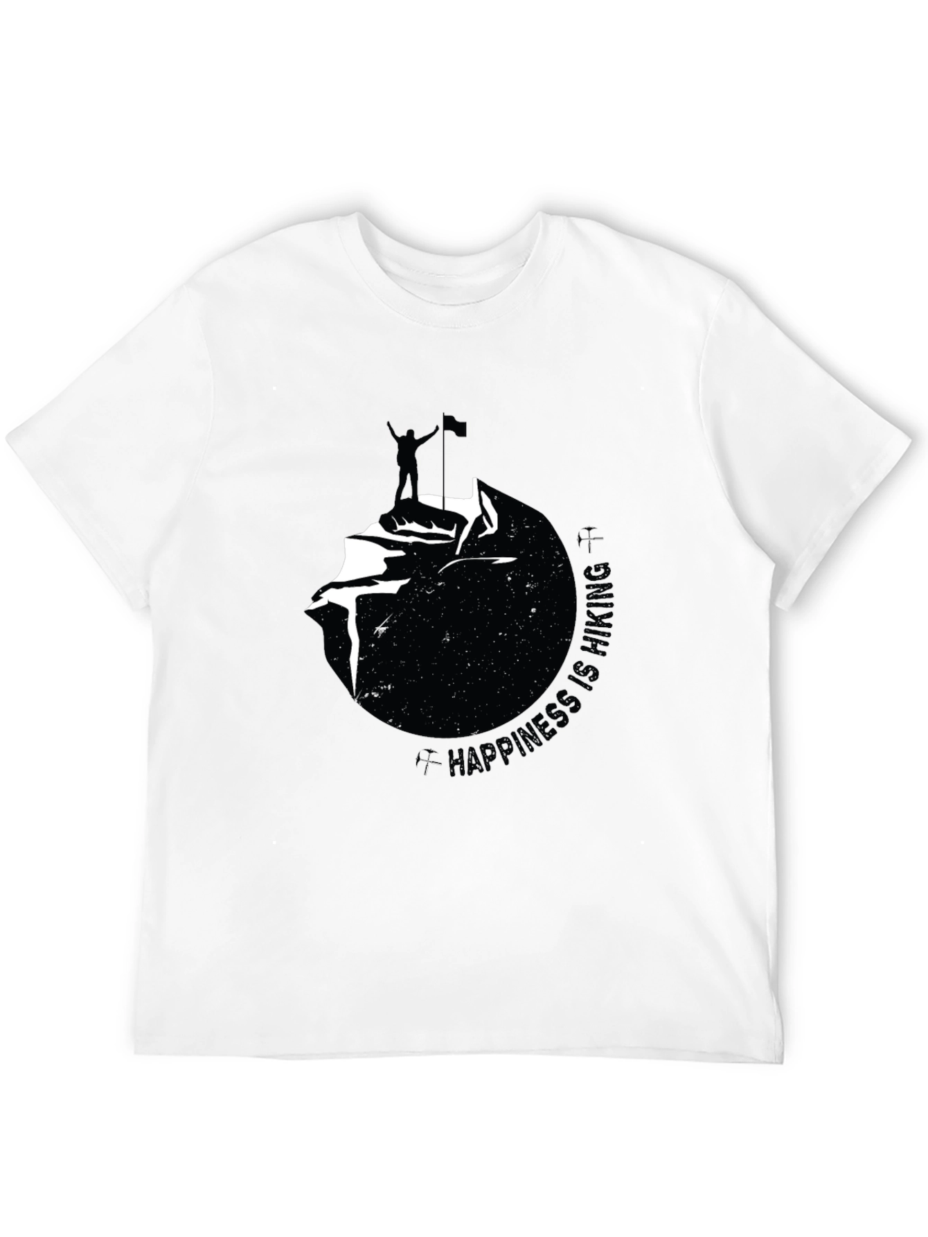 Happiness Is Hiking Black Graphic Tee