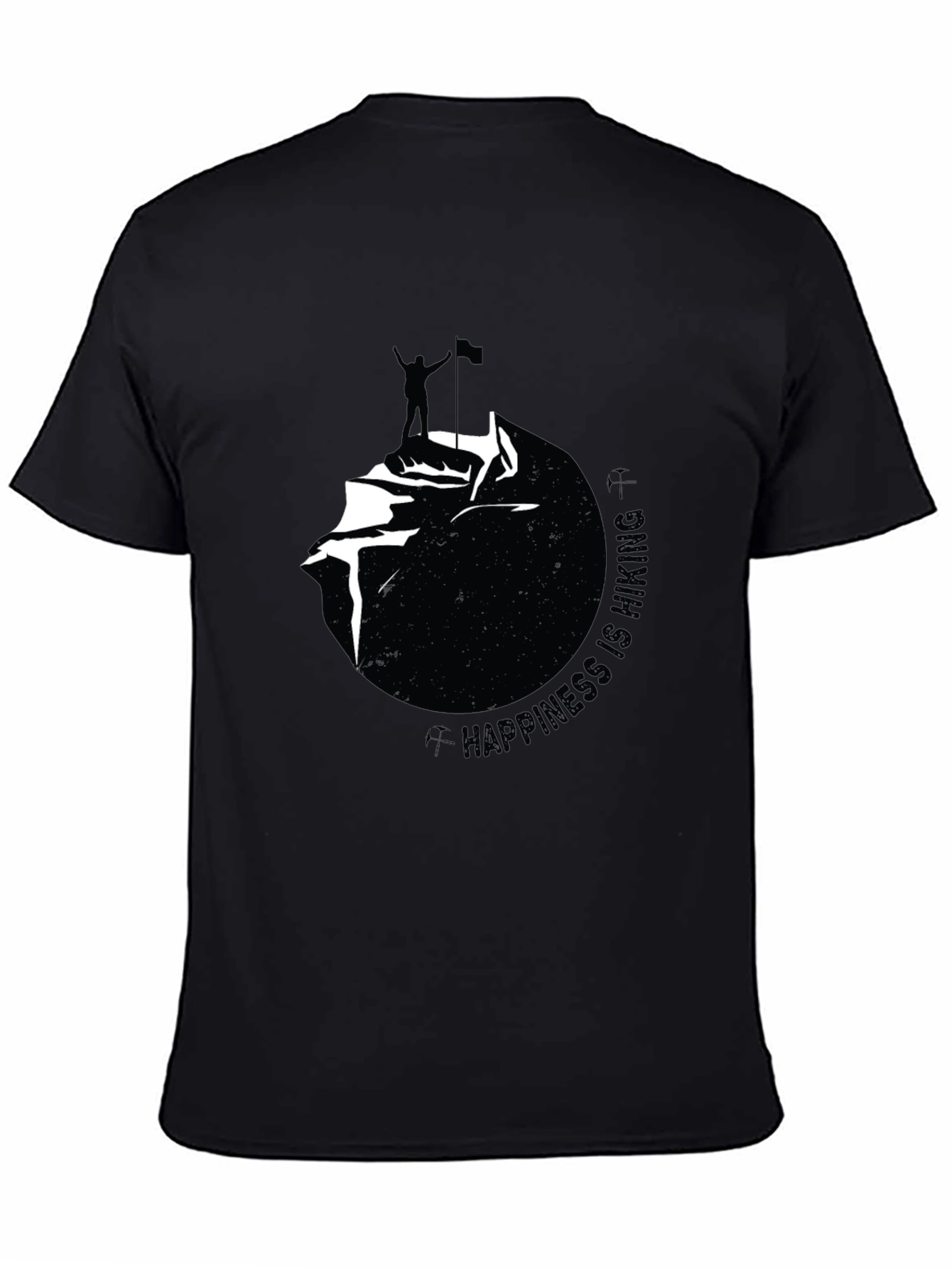 Happiness Is Hiking Black Graphic Tee