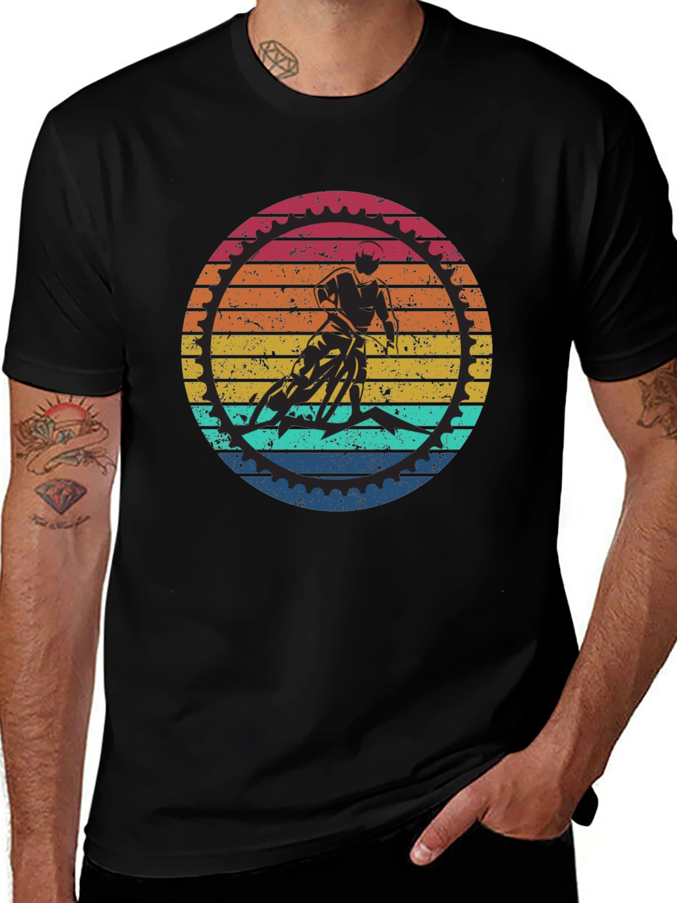 Retro Cycling T-Shirt - Mountain Bike Sunset