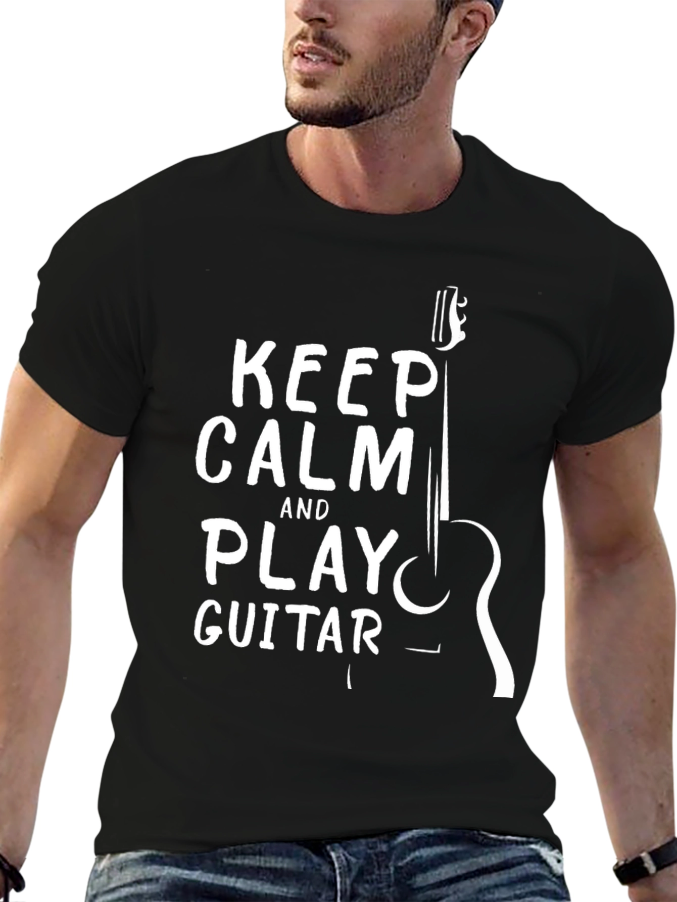 Keep Calm and Play Guitar Graphic T-Shirt