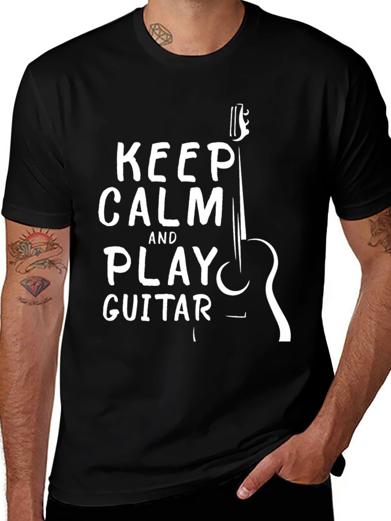 Keep Calm and Play Guitar Graphic T-Shirt