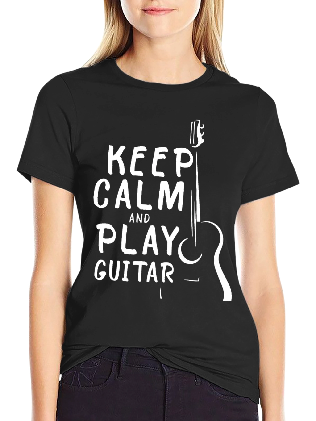 Keep Calm and Play Guitar Graphic T-Shirt