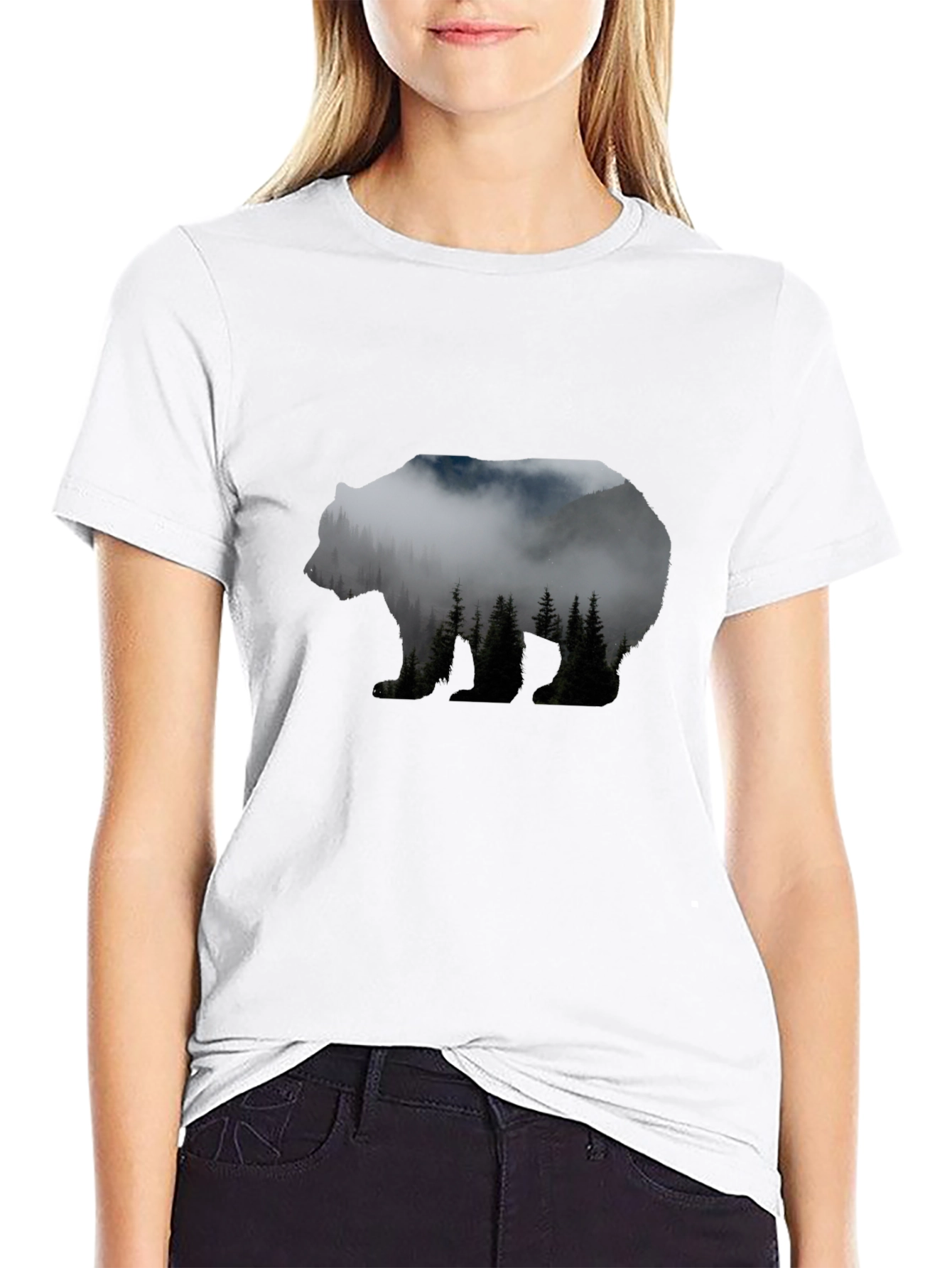 Bear Silhouette Forest Graphic Tee