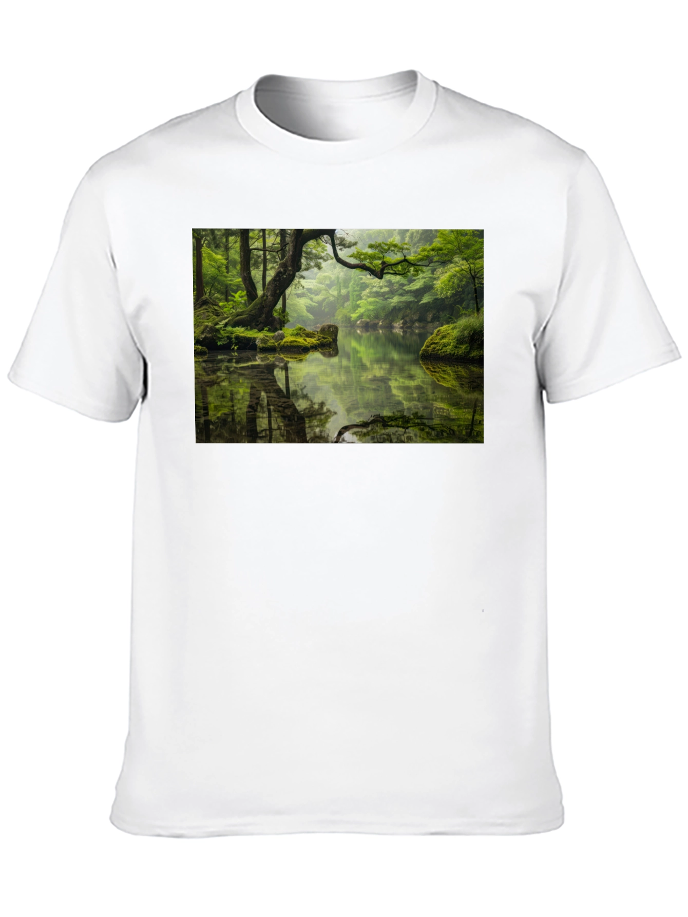 Nature Reflection Graphic Tee - Soft Black Cotton