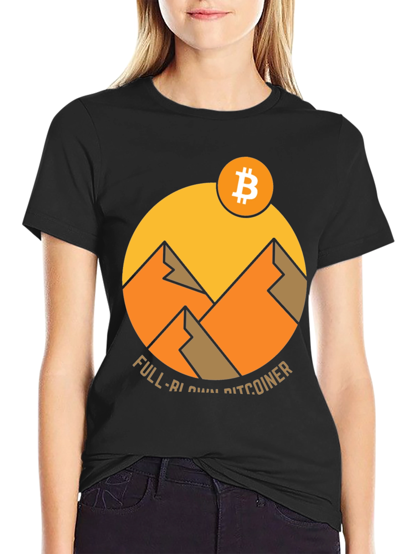 Full-Bitcoin Mountain Graphic Tee - Black Crypto Shirt