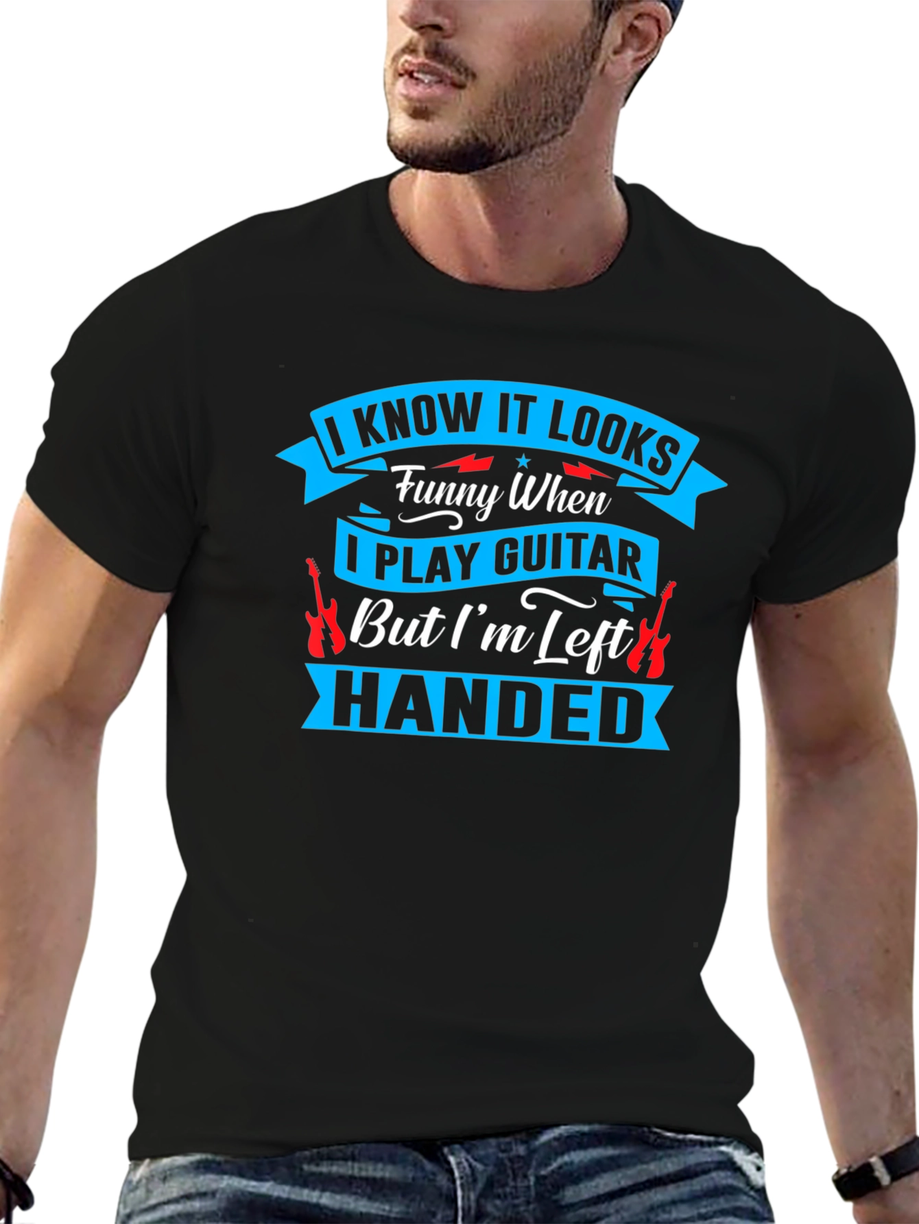 Funny Left Handed Guitar Player T-Shirt
