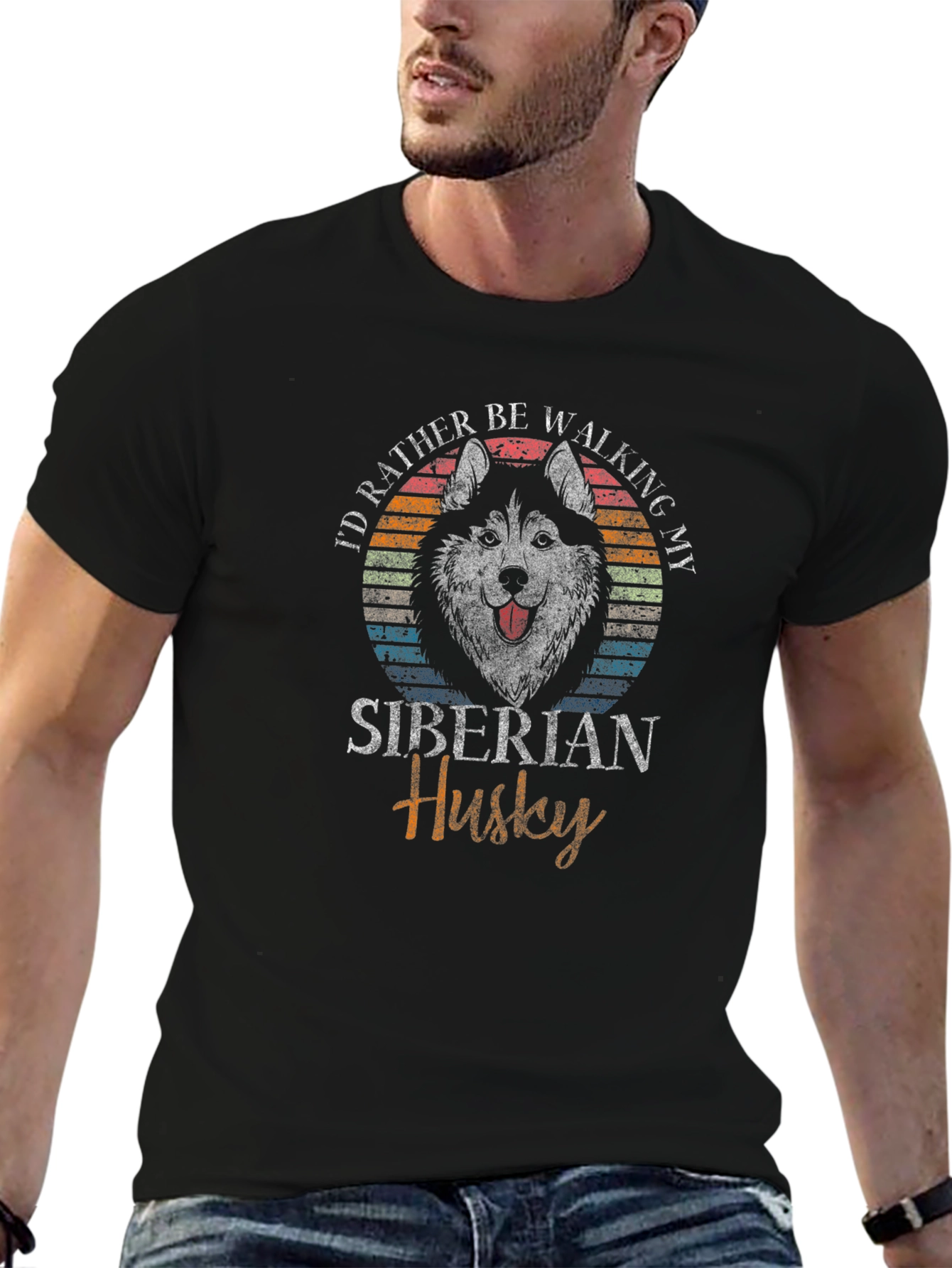 Siberian Husky Dog Graphic Print Mens T-Shirt