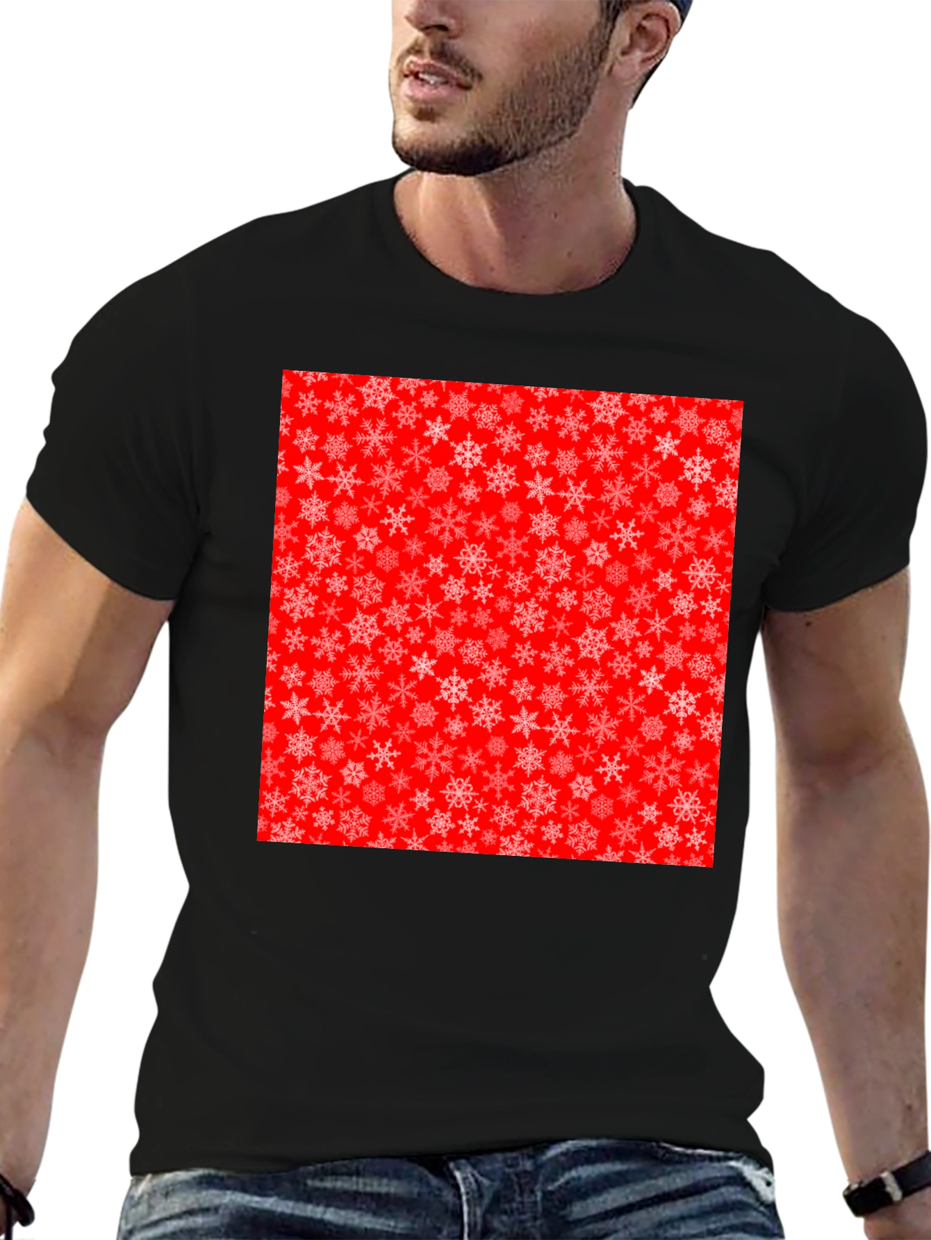 Festive Snowflake Pattern T-Shirt