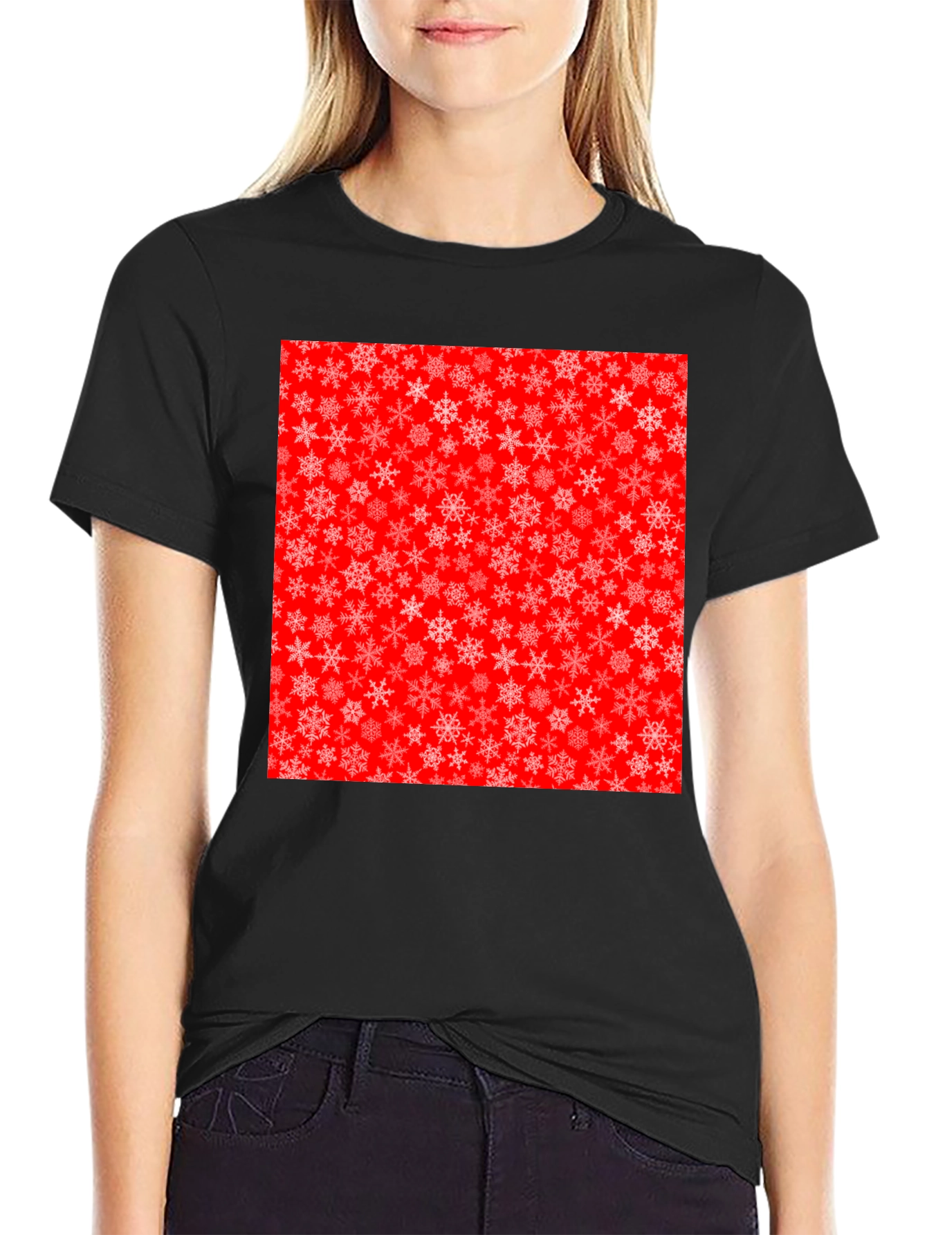 Festive Snowflake Pattern T-Shirt