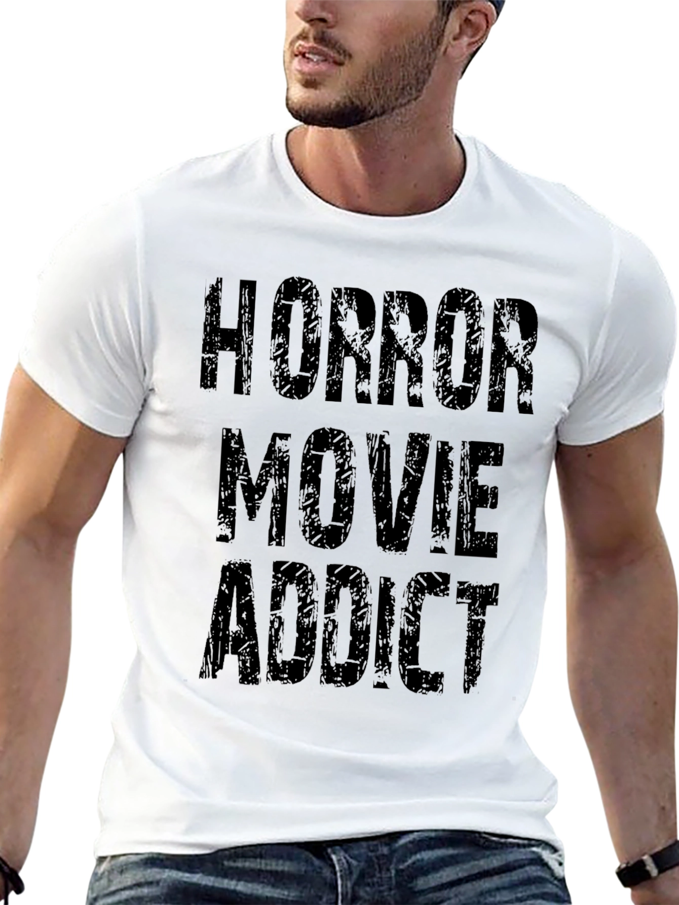 Horror Movie Addict Black Graphic Tee
