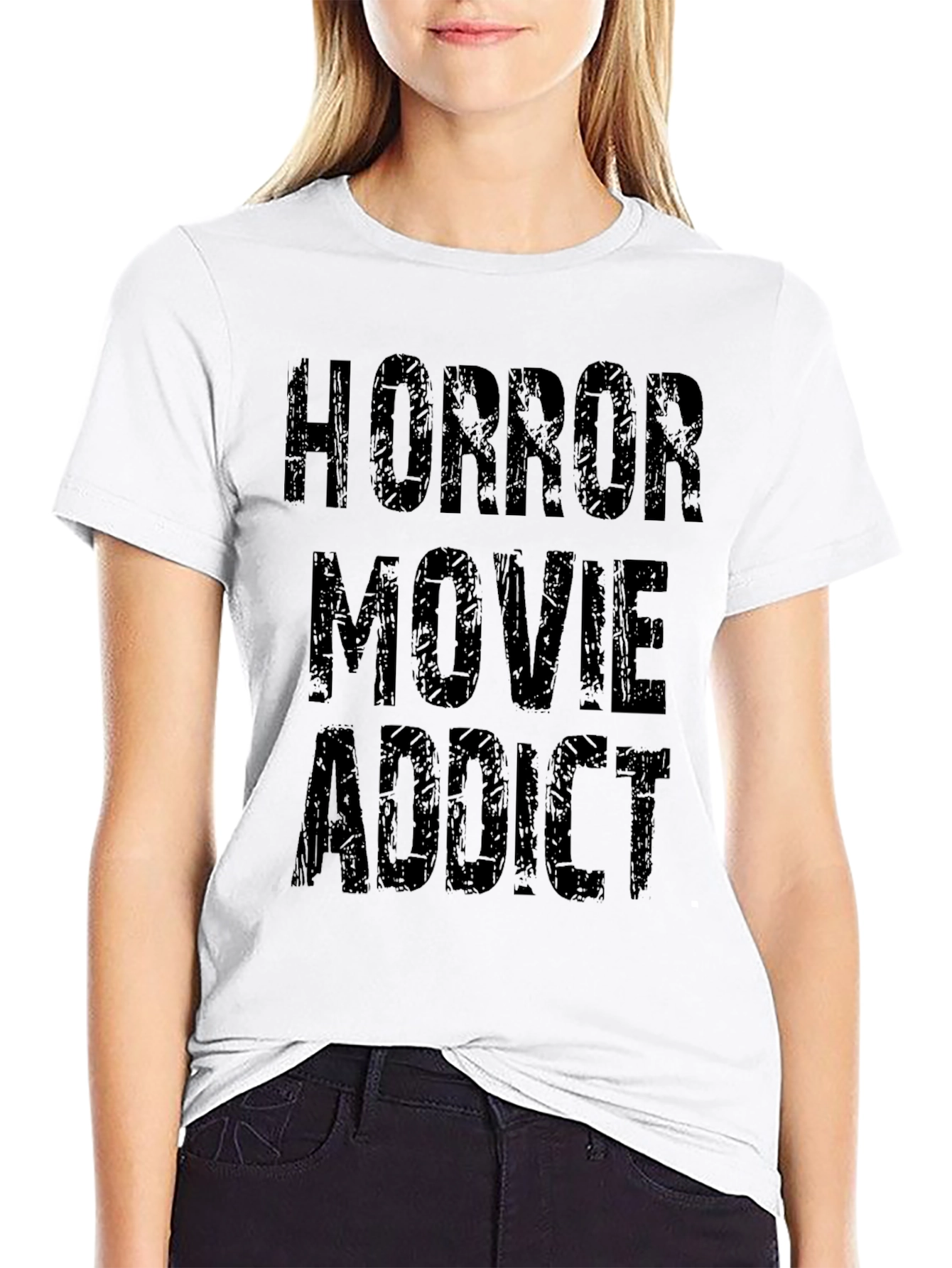 Horror Movie Addict Black Graphic Tee