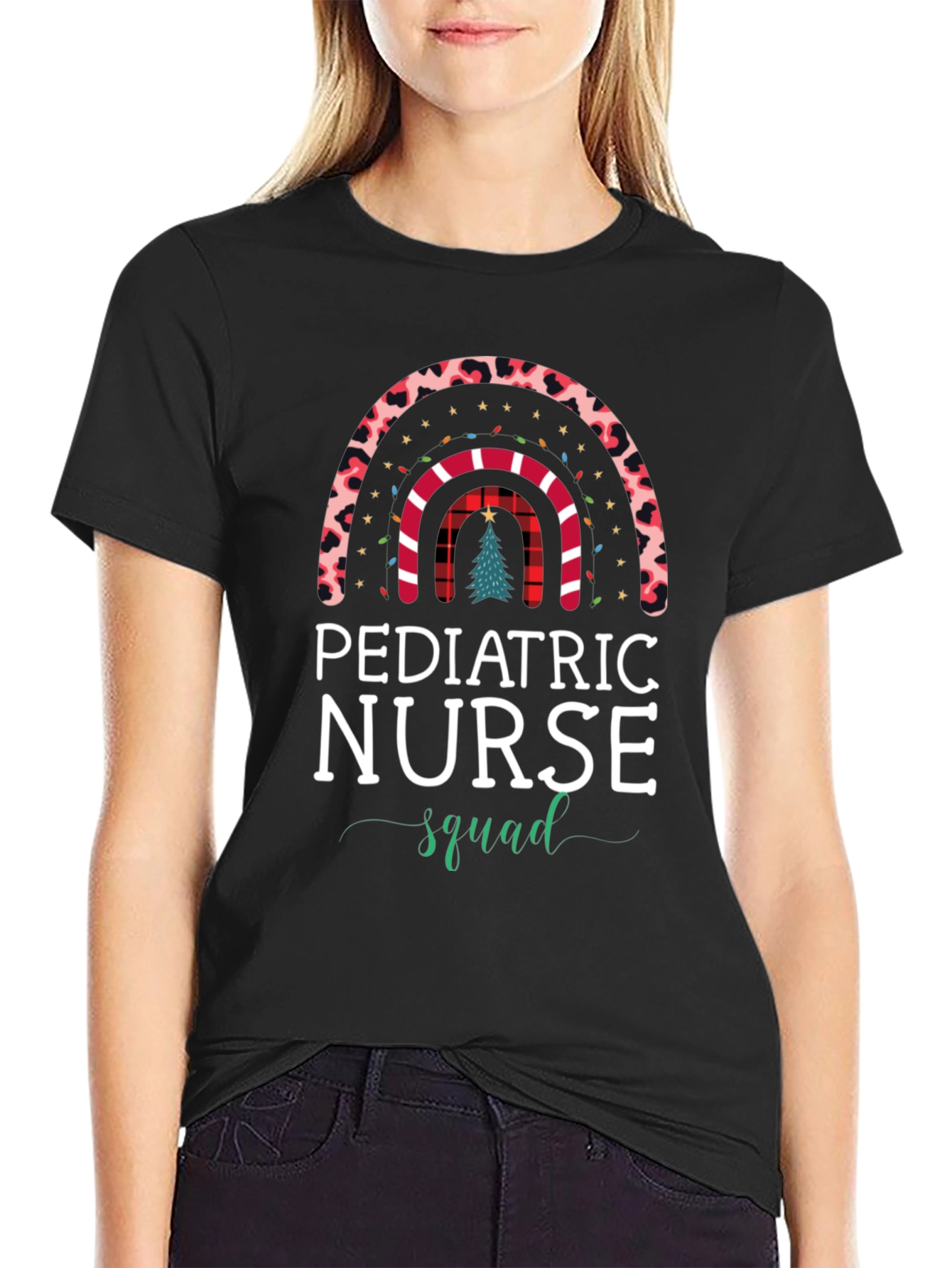 Pediatric Nurse Squad Christmas Rainbow T-Shirt