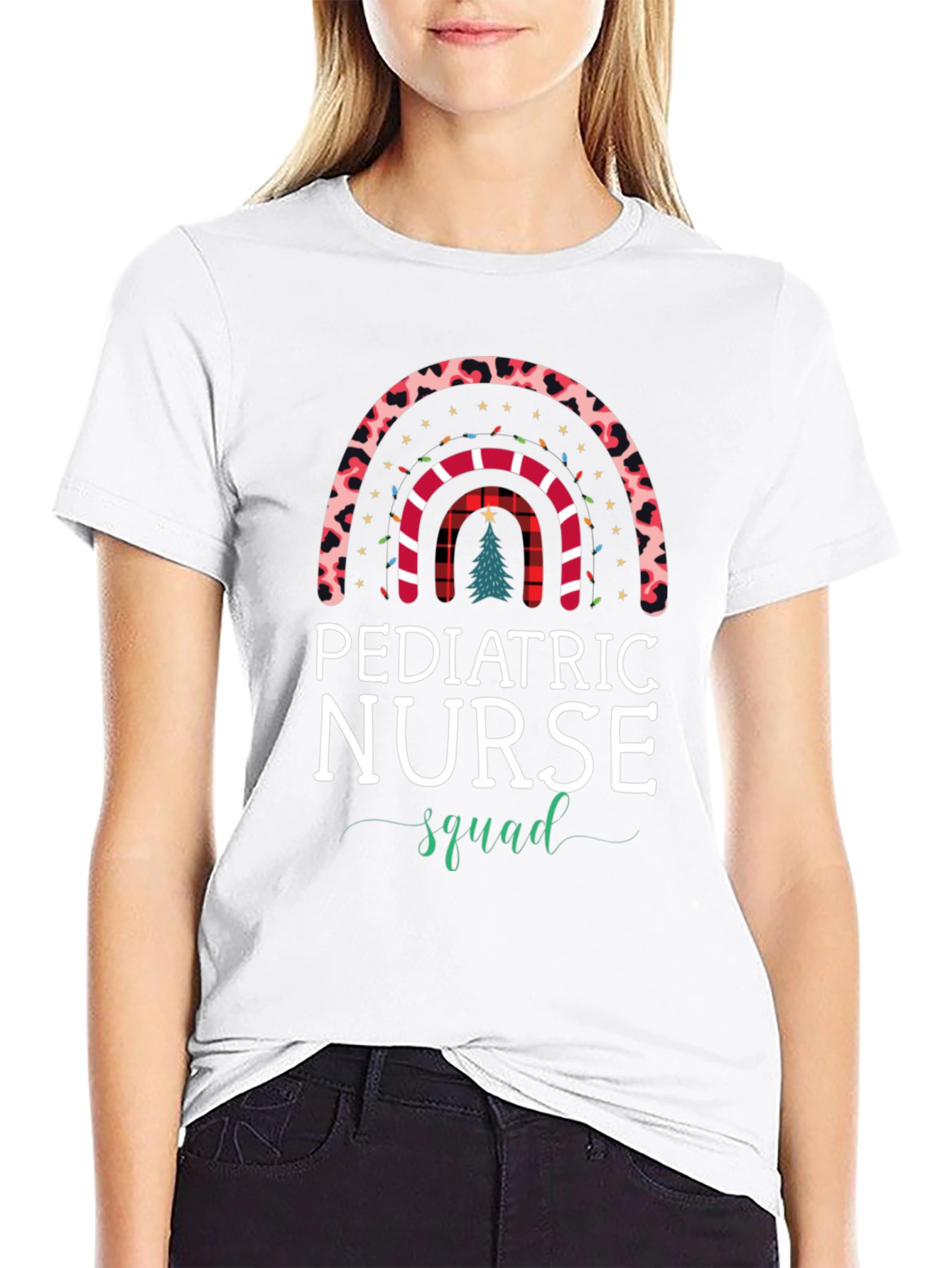 Pediatric Nurse Squad Christmas Rainbow T-Shirt