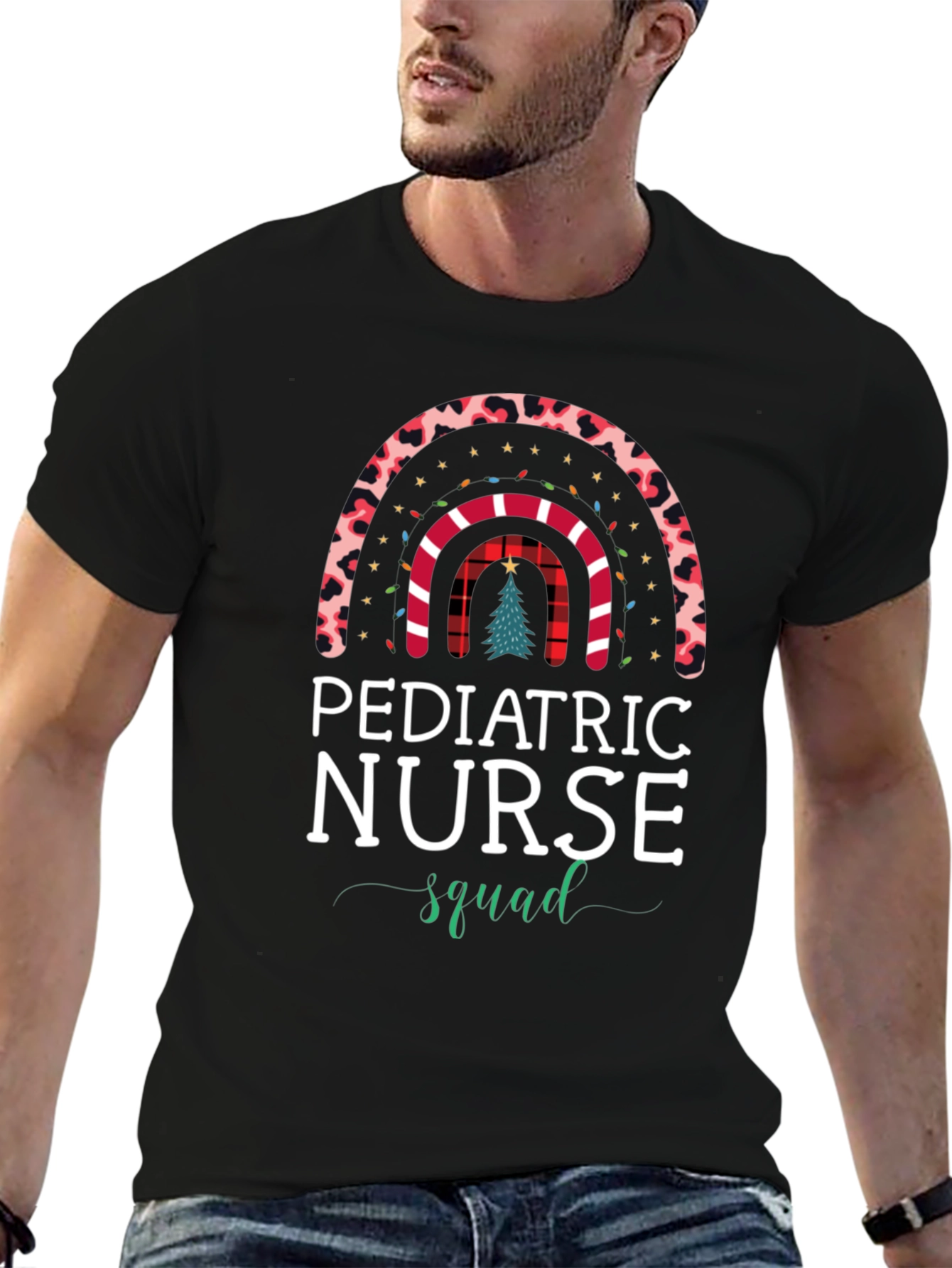 Pediatric Nurse Squad Christmas Rainbow T-Shirt