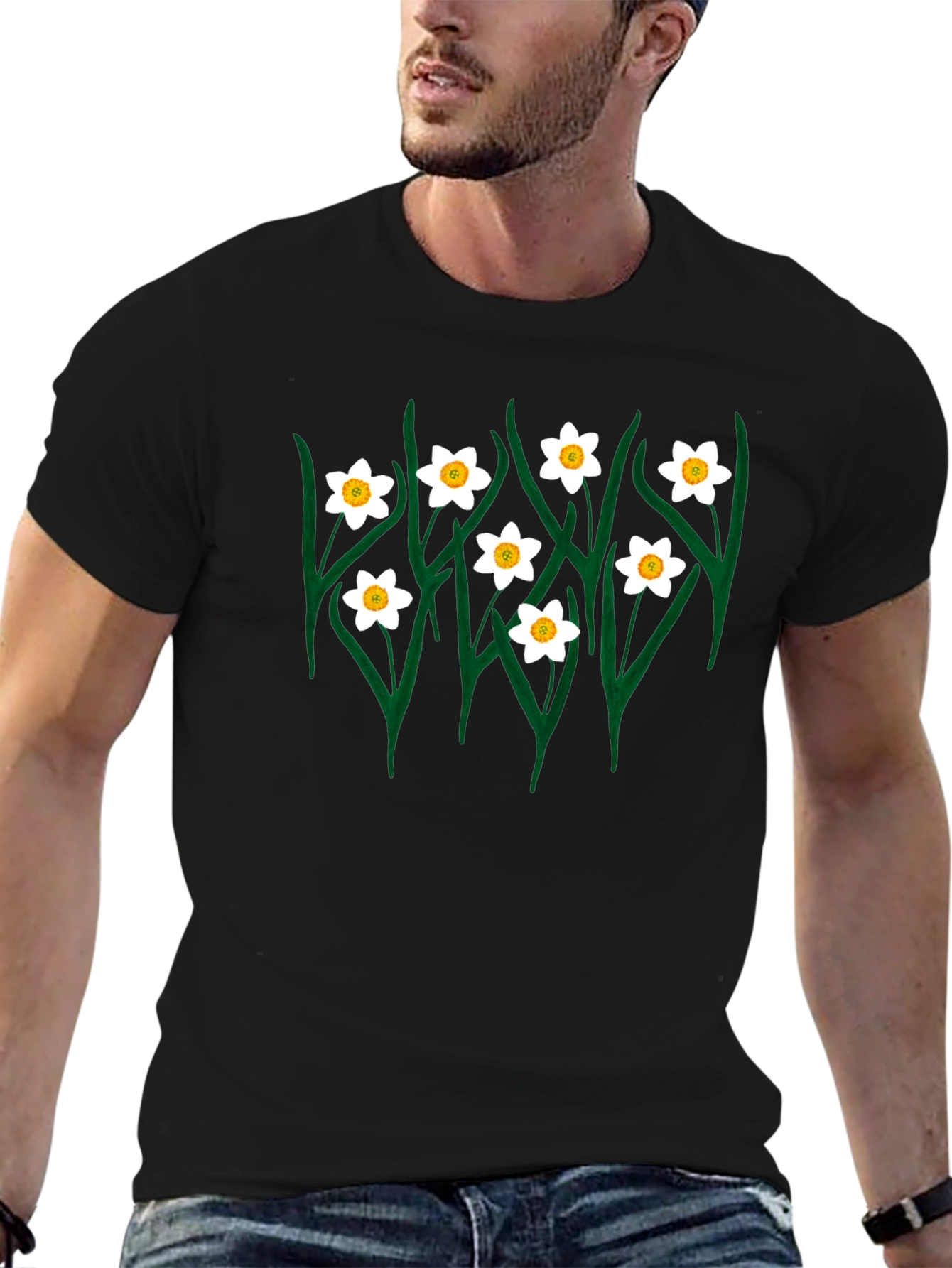 Floral Graphic Tee - Black Daffodil T-Shirt