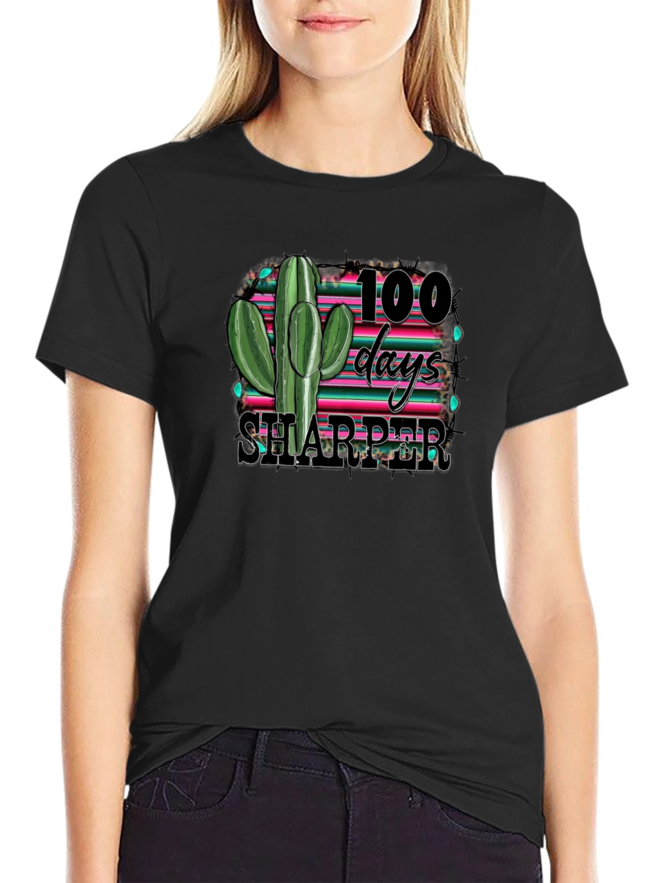 100 Days Sharper Cactus Graphic Tee