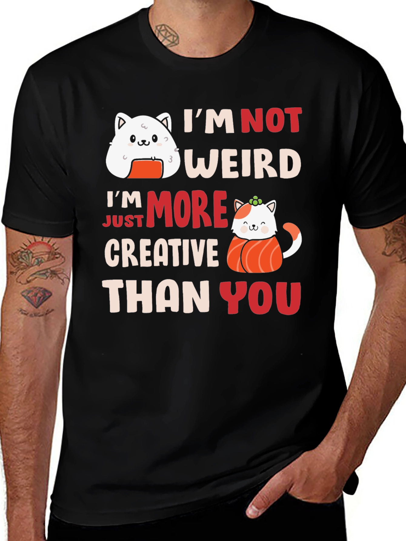Sushi Cat Graphic T-Shirt - Creative Style