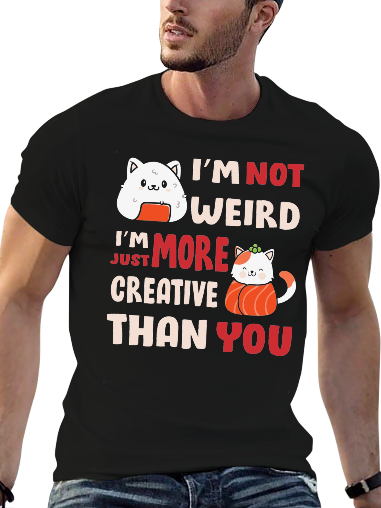 Sushi Cat Graphic T-Shirt - Creative Style
