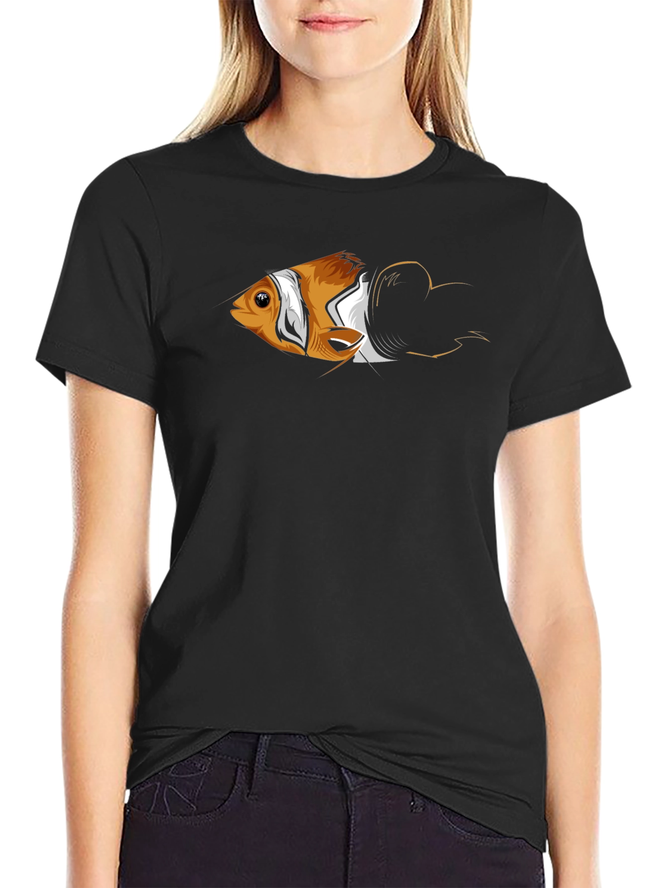 Clownfish Graphic Print Mens Black T-Shirt