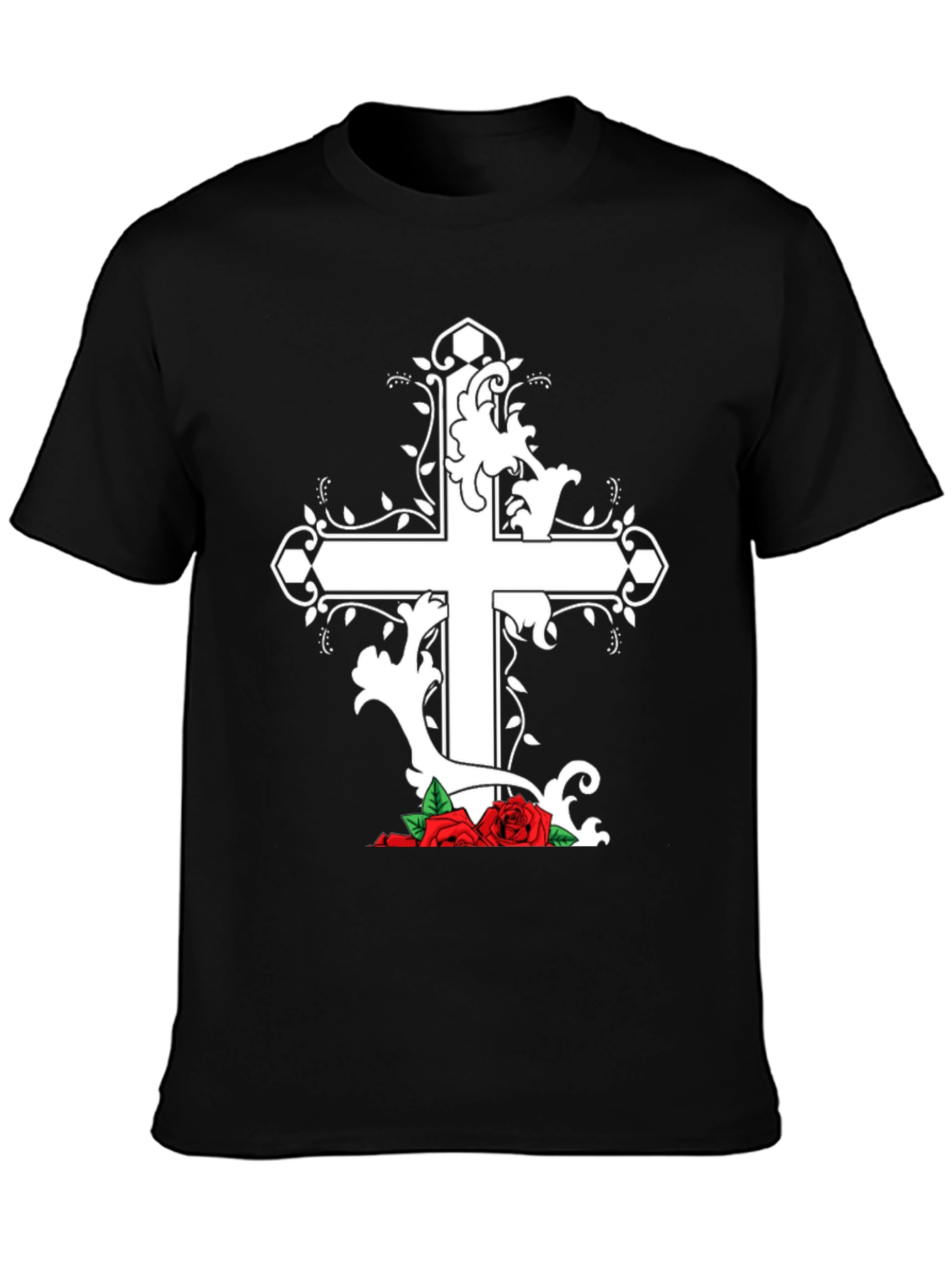Cross and Roses Graphic T-Shirt