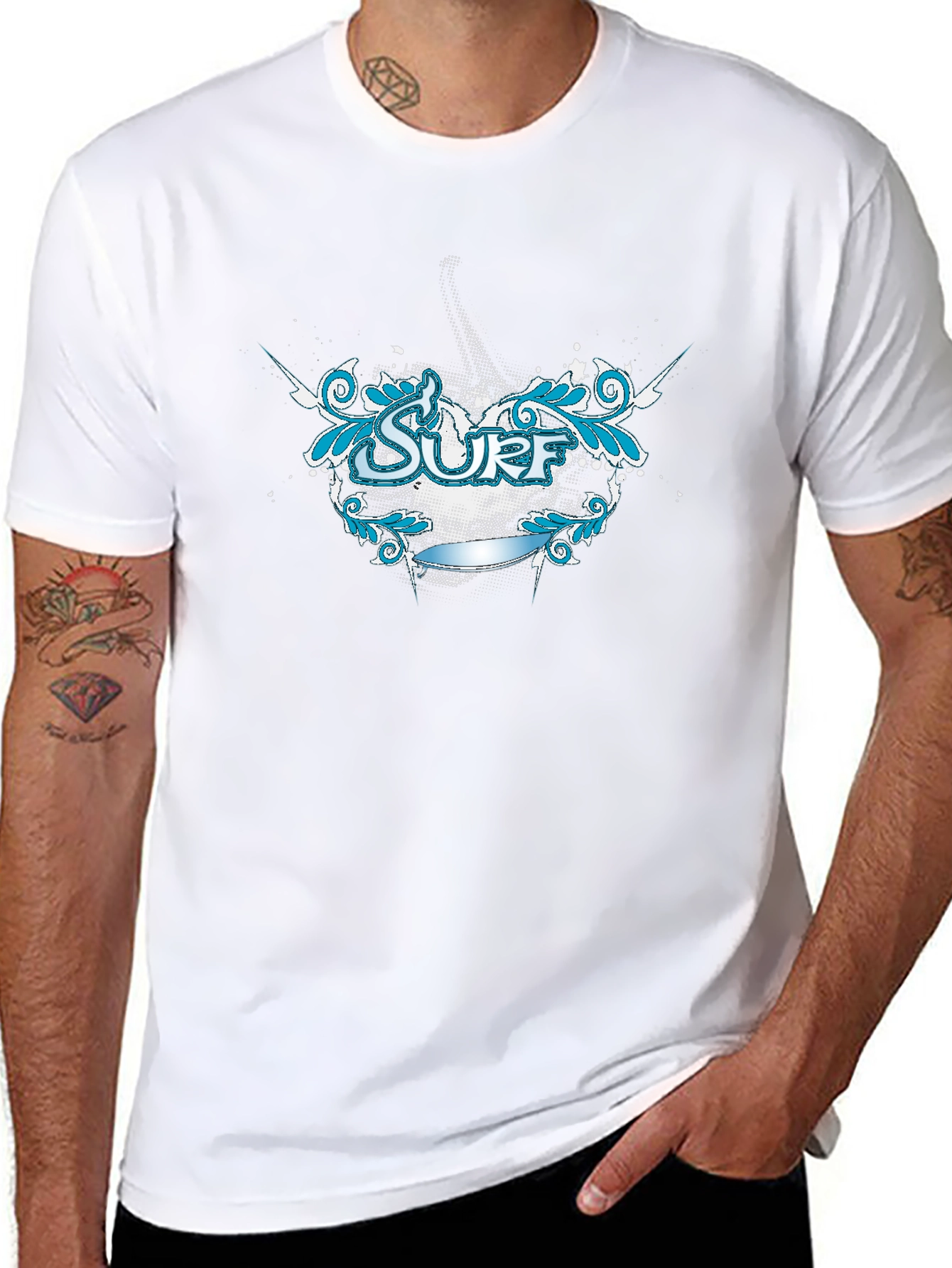 Surf Graphic Tee - Black Cotton T-Shirt