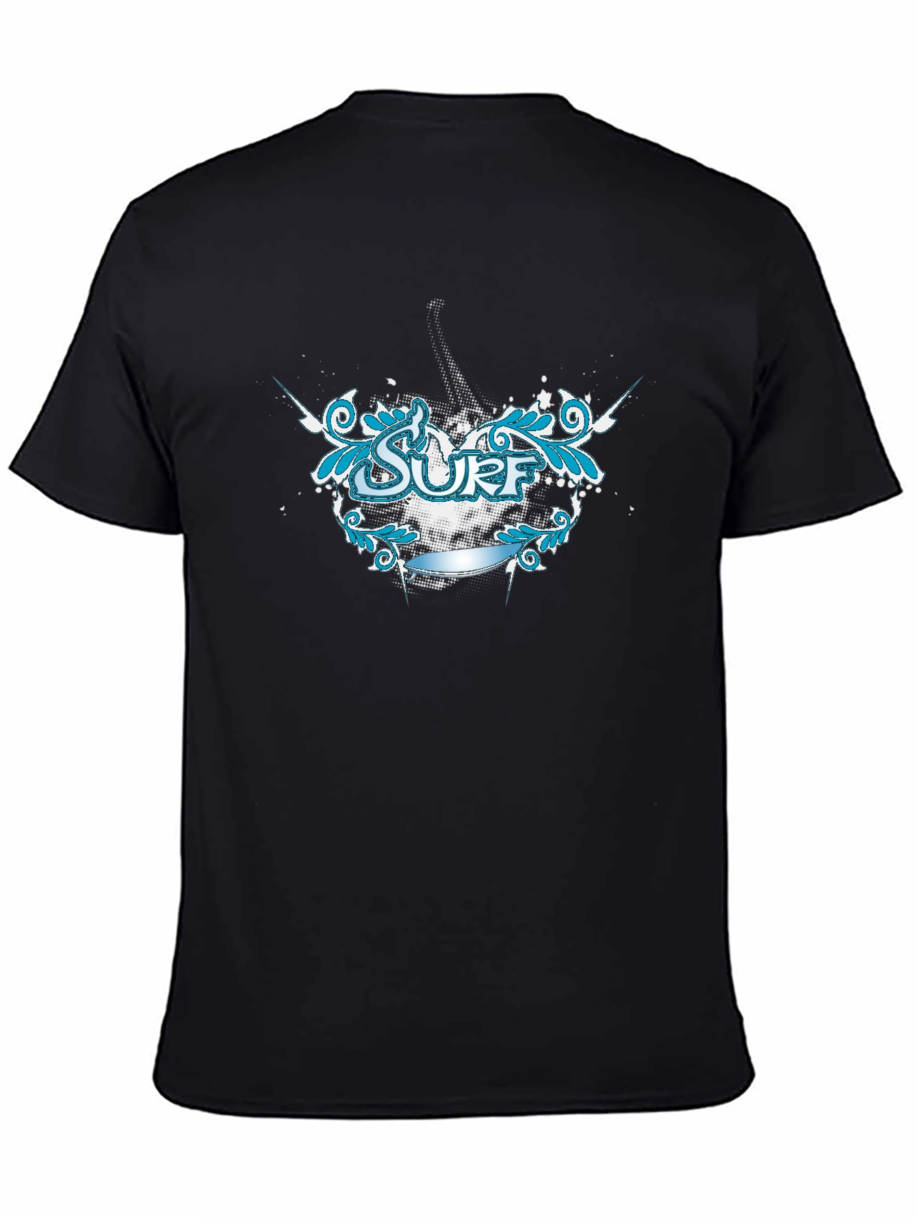 Surf Graphic Tee - Black Cotton T-Shirt