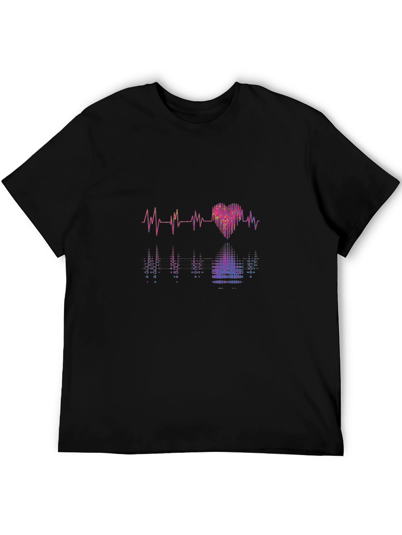 Heartbeat Love Graphic Tee - Black Cotton T-Shirt
