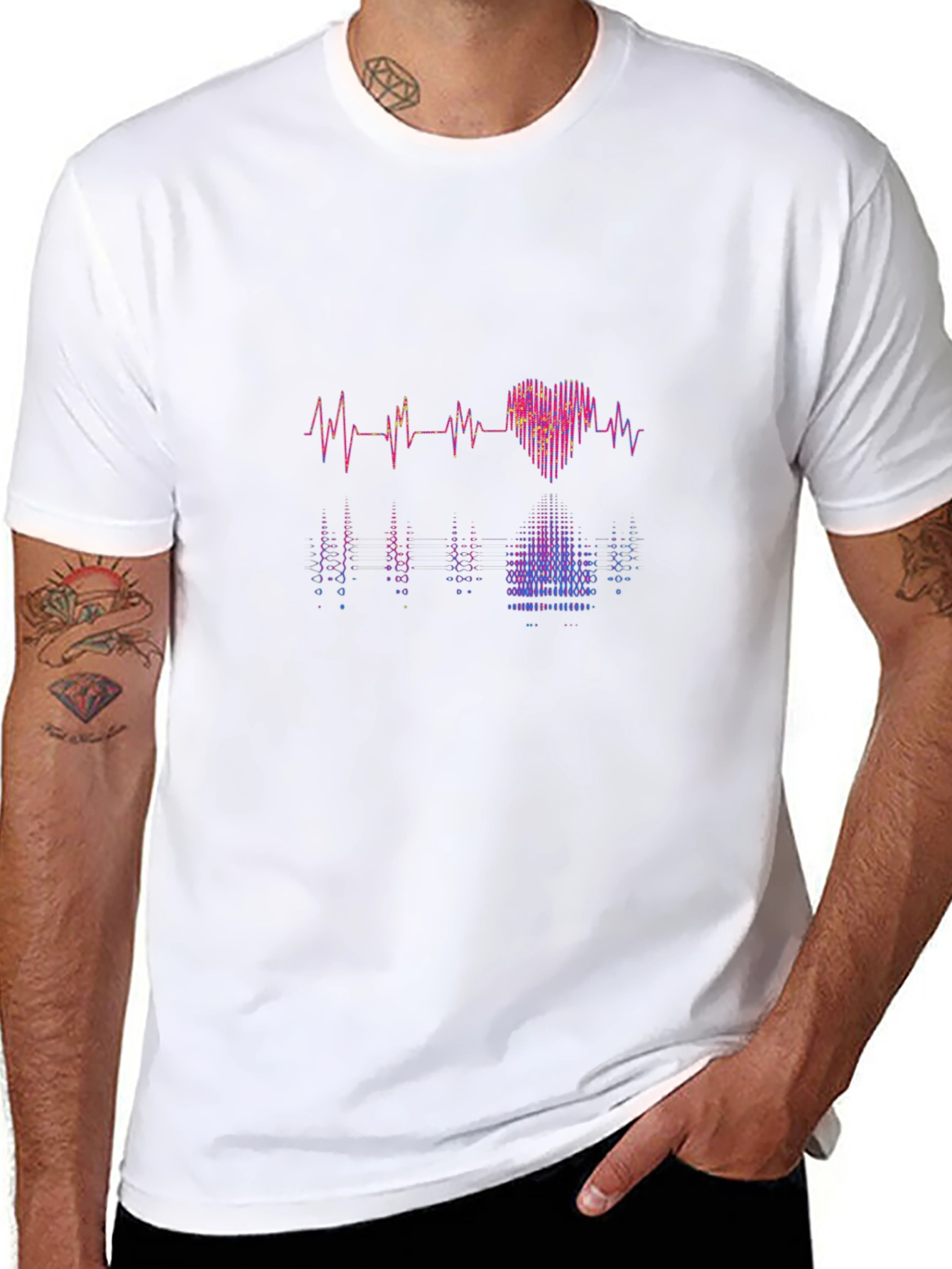 Heartbeat Love Graphic Tee - Black Cotton T-Shirt